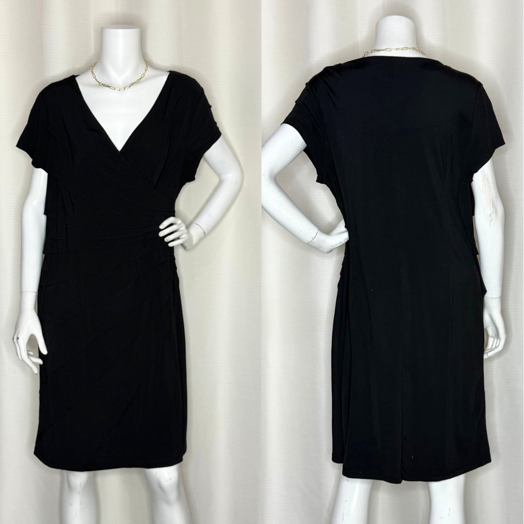 Flattering Black V-Neck Dress (16 / 2XL)