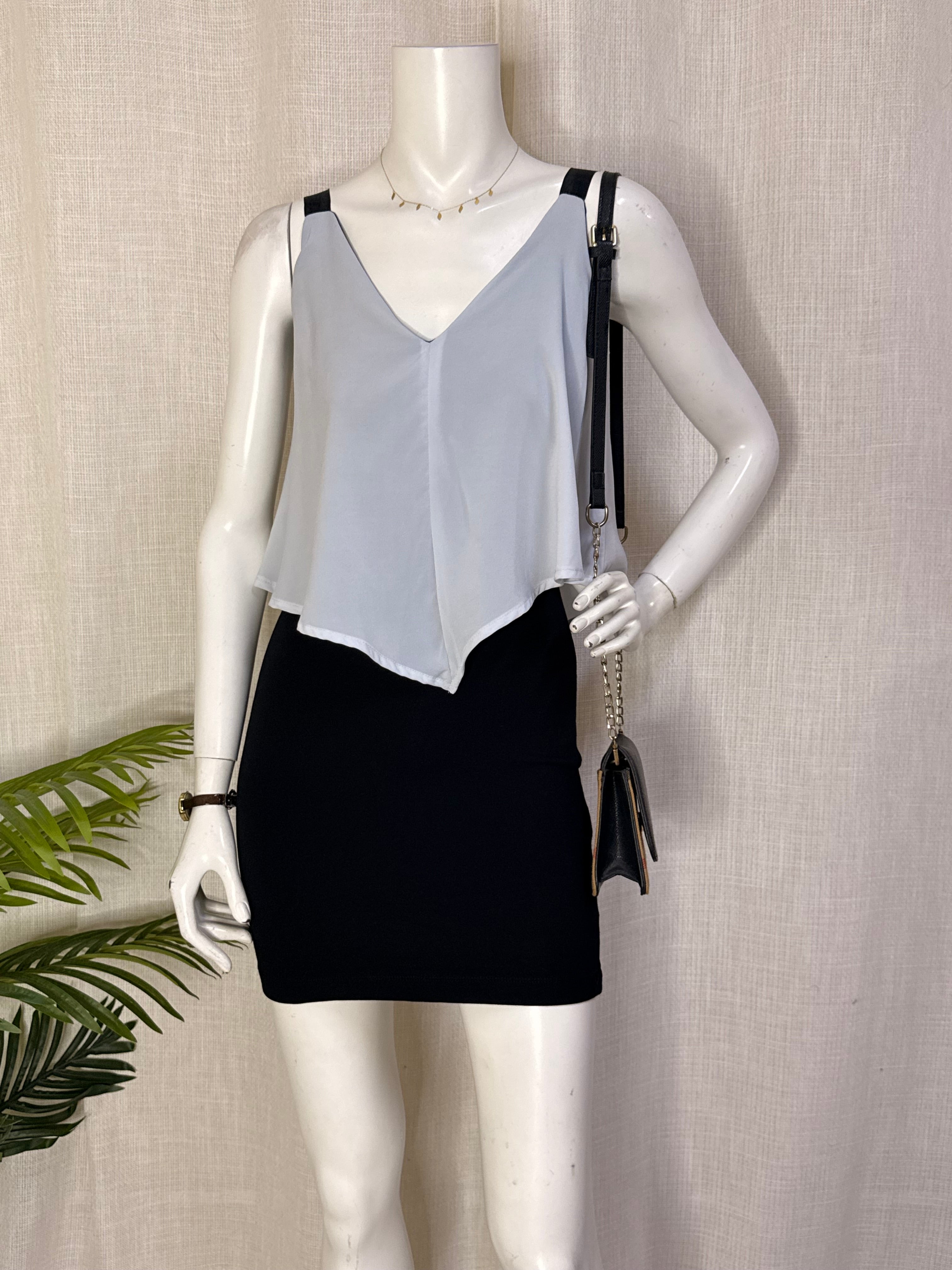 Zara Trafaluc Monochrome Asymmetric Chiffon Layered Mini Dress – Size