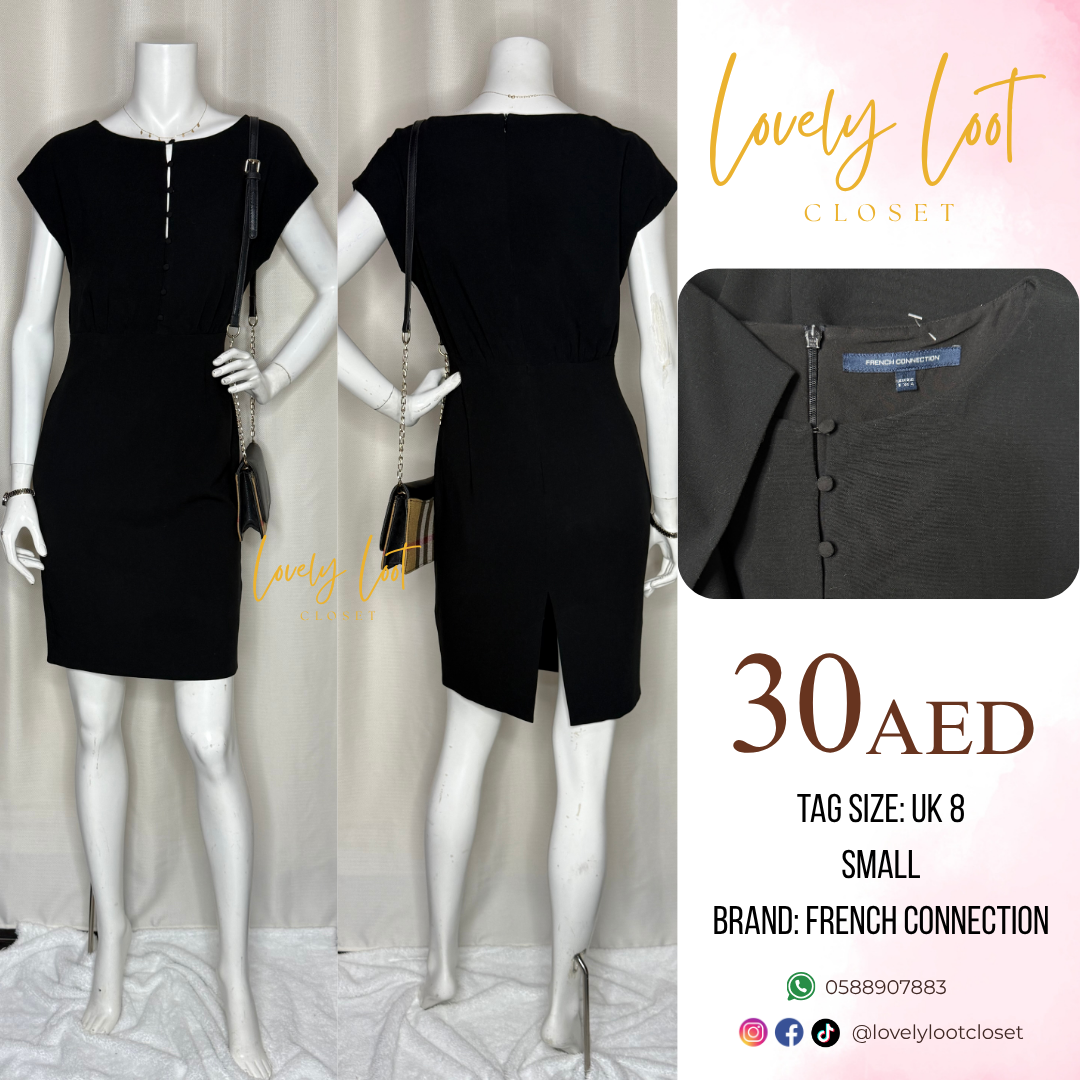 French Connection Black Mini Dress (UK 8 / S)