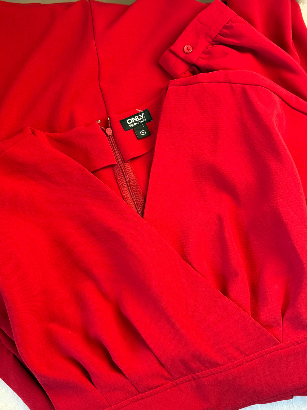 Only Edge Luxury Red Wrap Midi Dress | SMALL