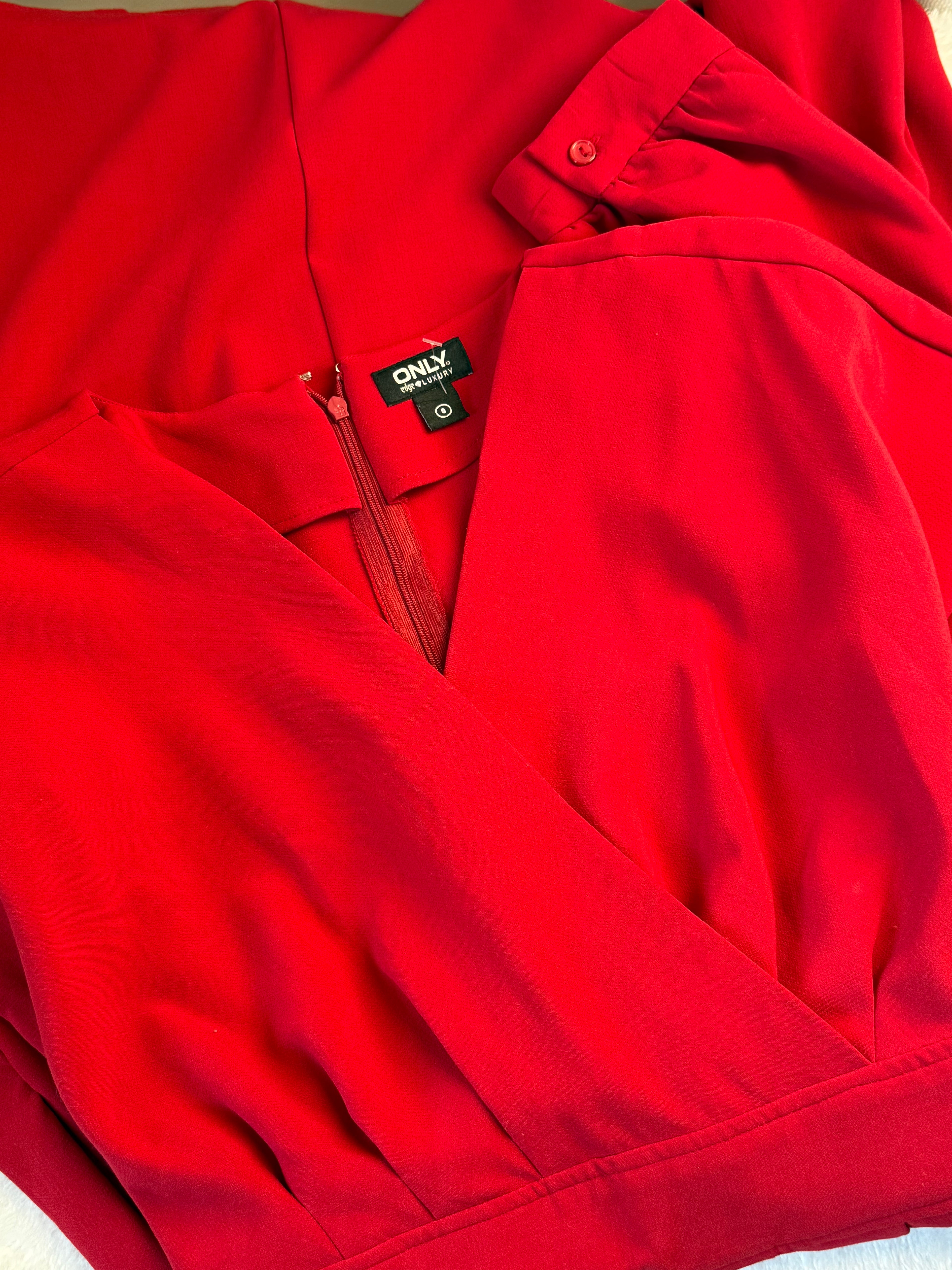 Only Edge Luxury Red Wrap Midi Dress | SMALL