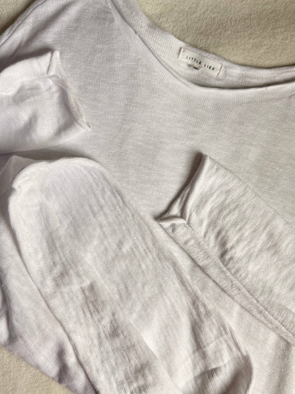 Little Lies White Slub Knit Long Sleeve | Small