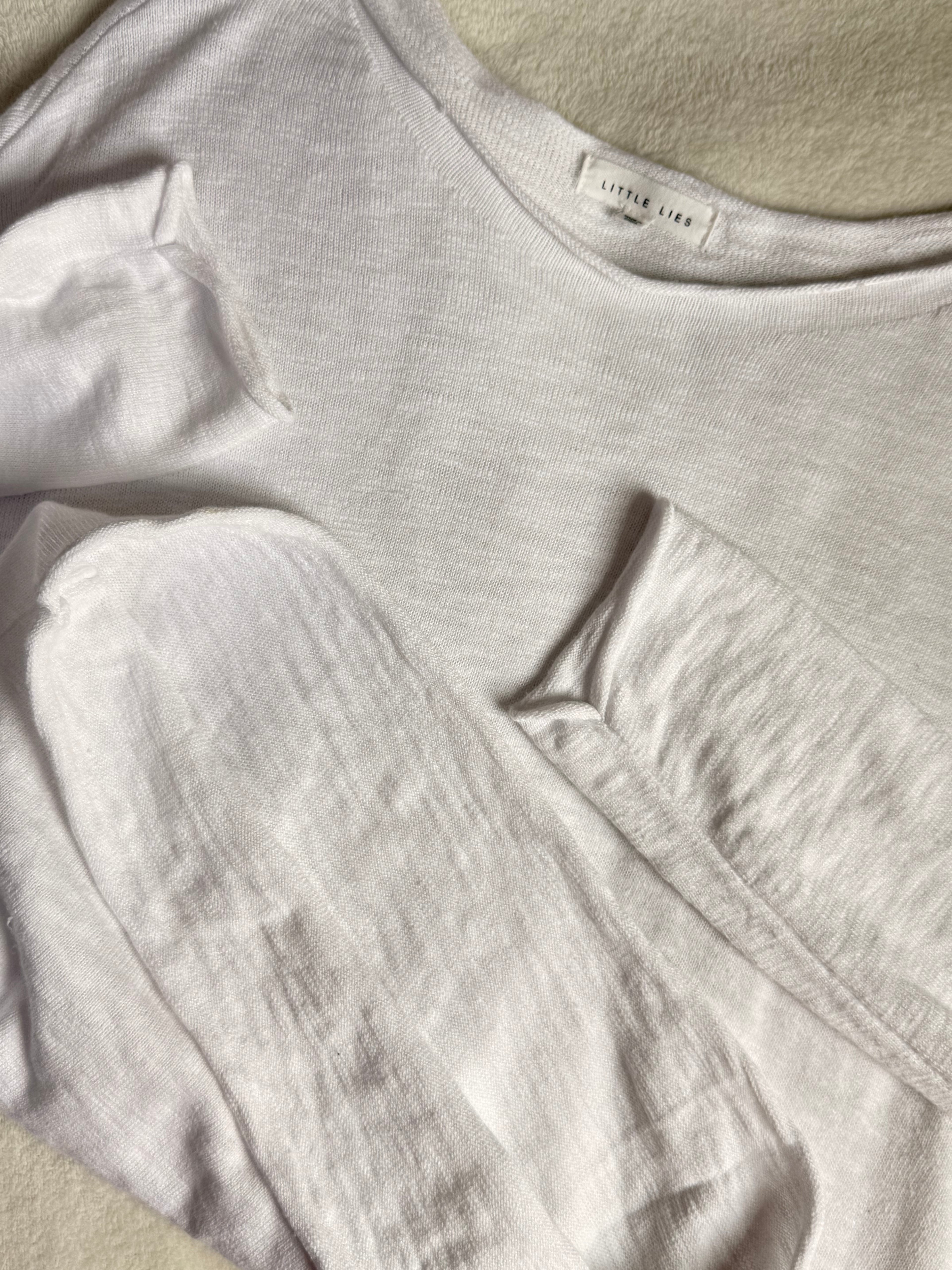 Little Lies White Slub Knit Long Sleeve | Small