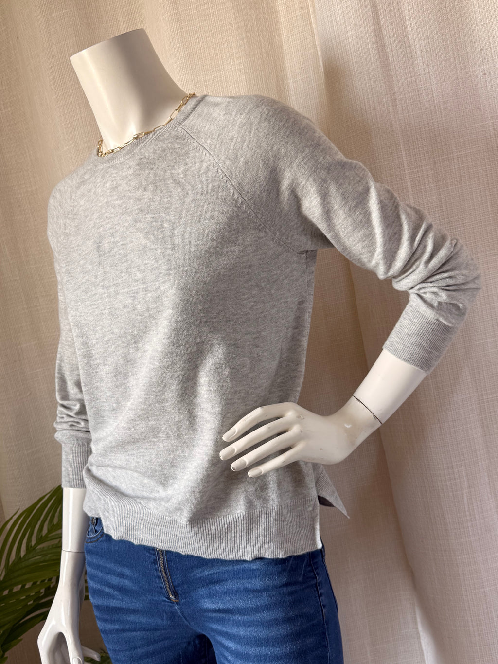 Primark Cares Light Grey Crew Neck Sweater | Small