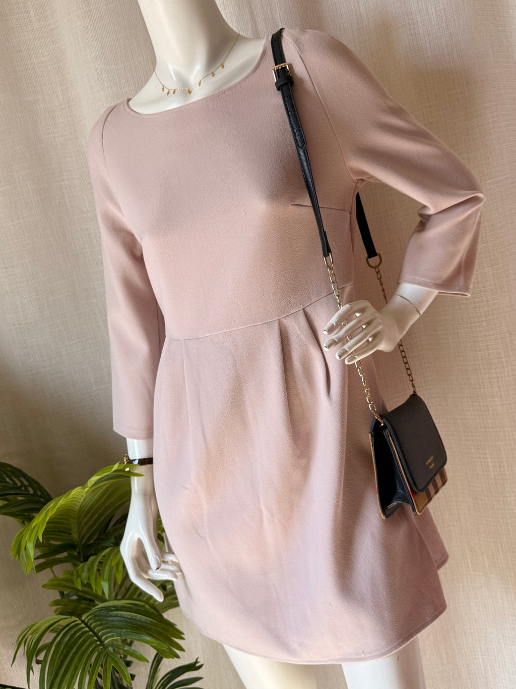 Light Pink A-Line Dress | Boat Neck | Bust 36"