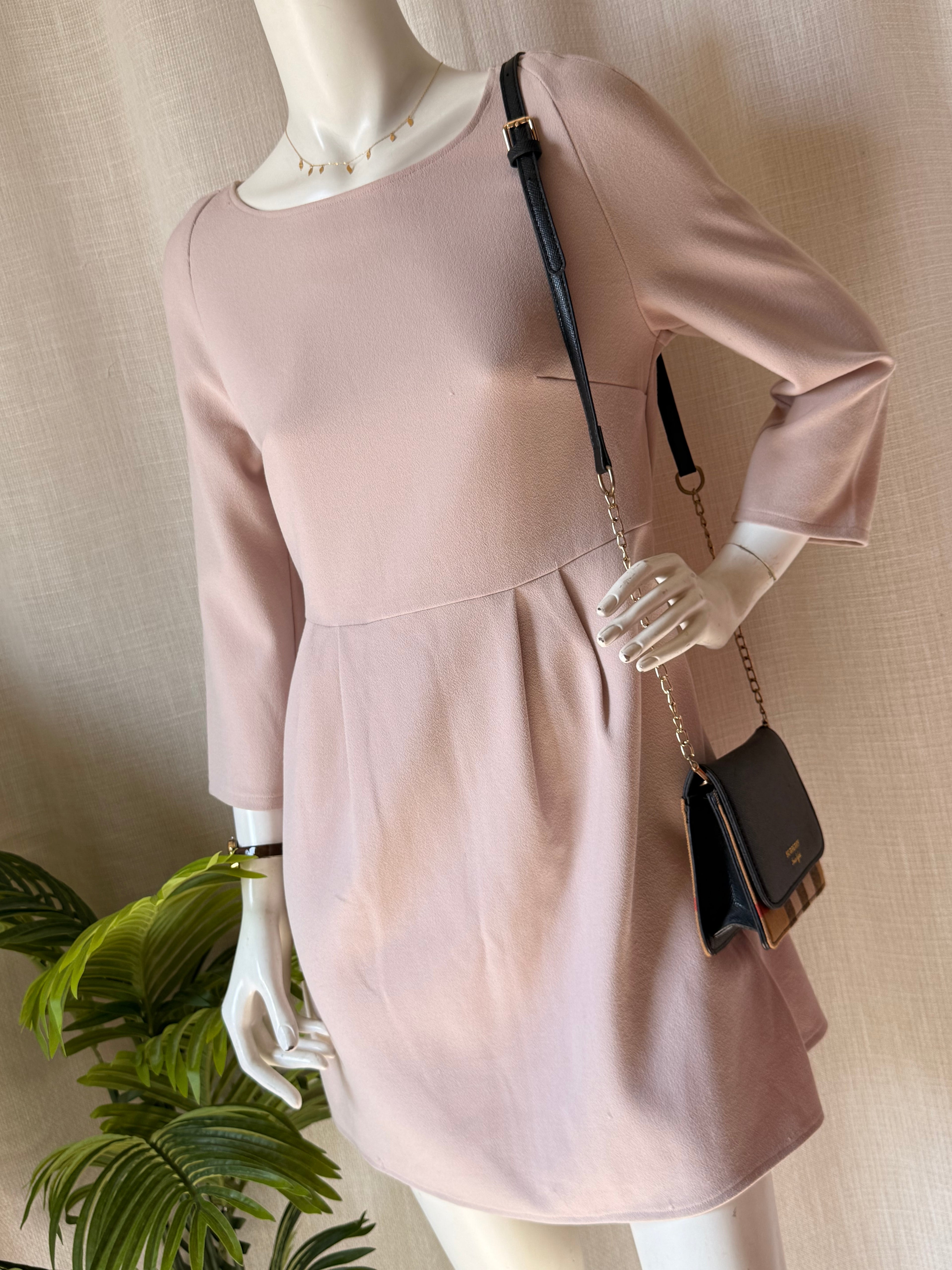 Light Pink A-Line Dress | Boat Neck | Bust 36"