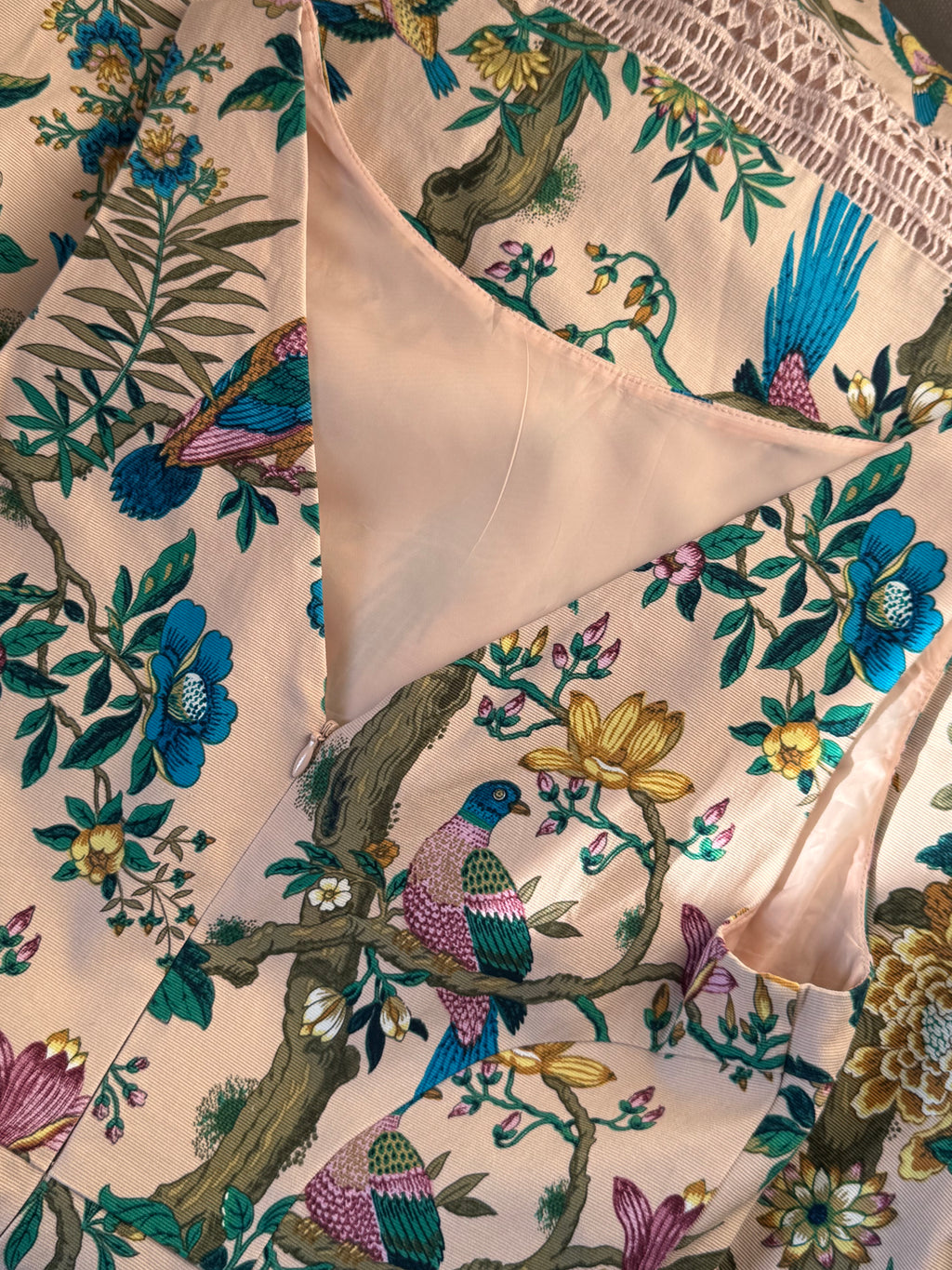 V&A by Oasis Chinoiserie Bird Print Midi Dress | UK 10