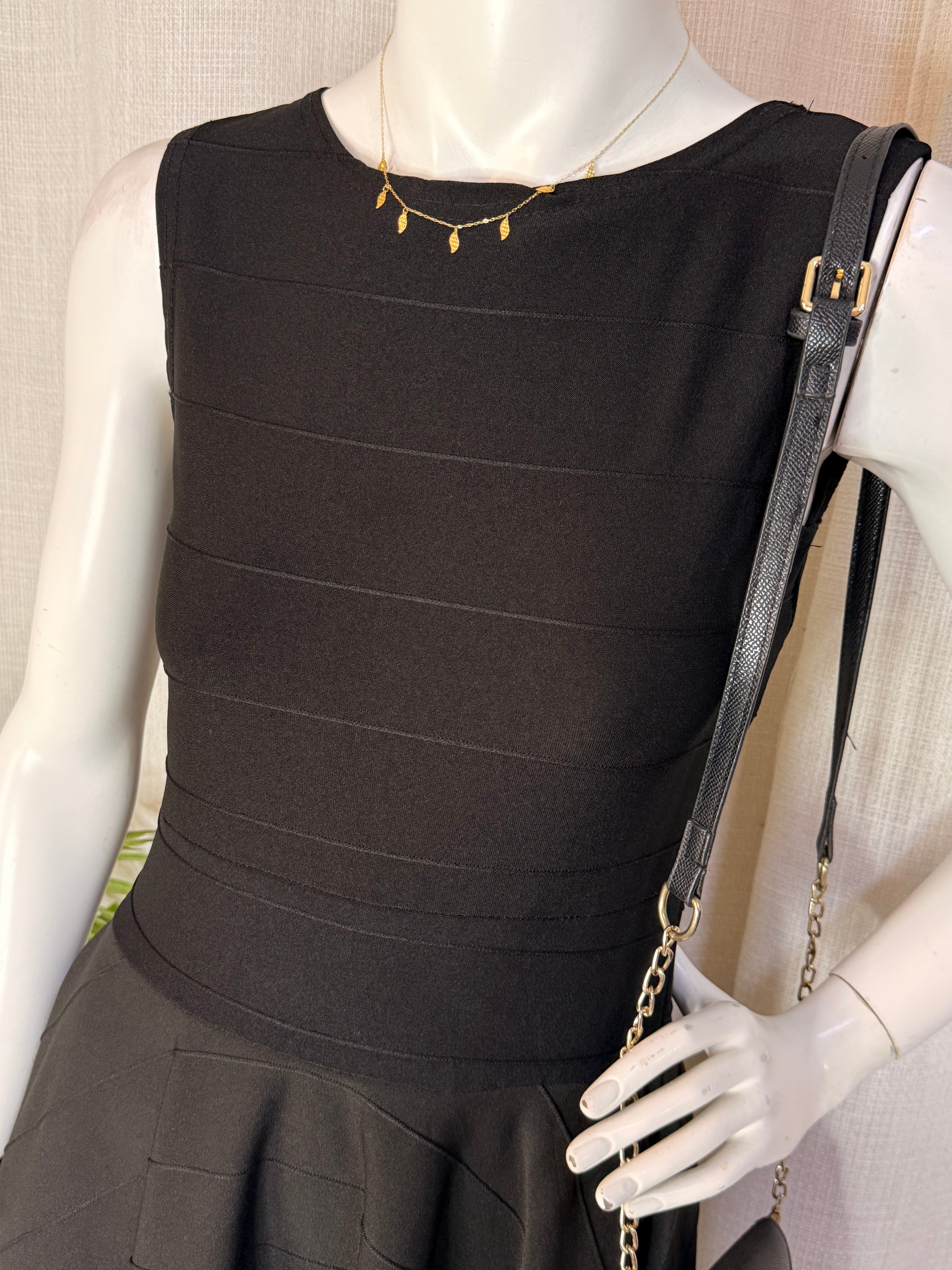 Miss Sassy Black Bandage Sleeveless Fit & Flare Mini Dress | Small