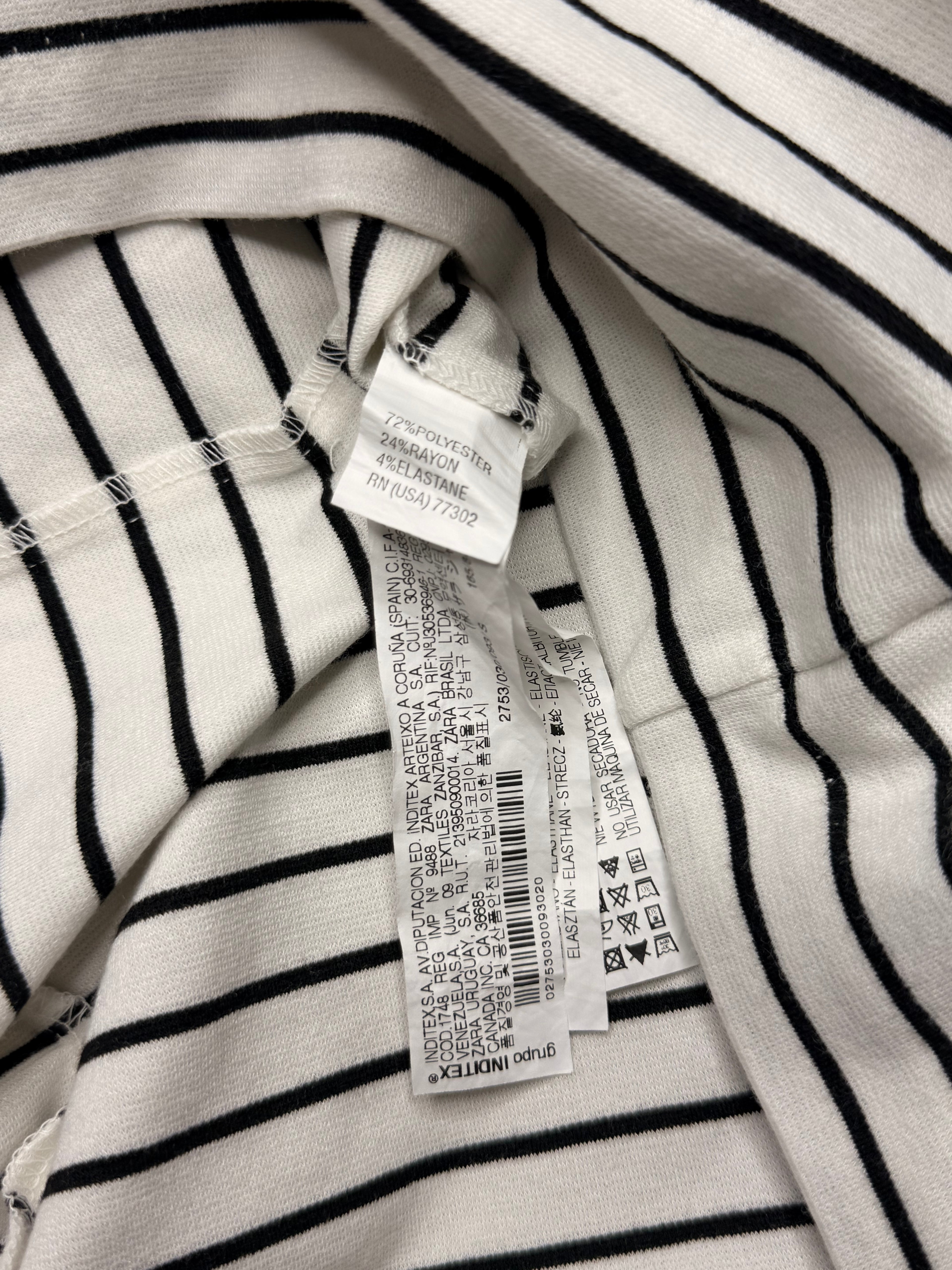 Zara Basic Striped Boat Neck Bodycon Dress with 3/4 Sleeves (Size S)