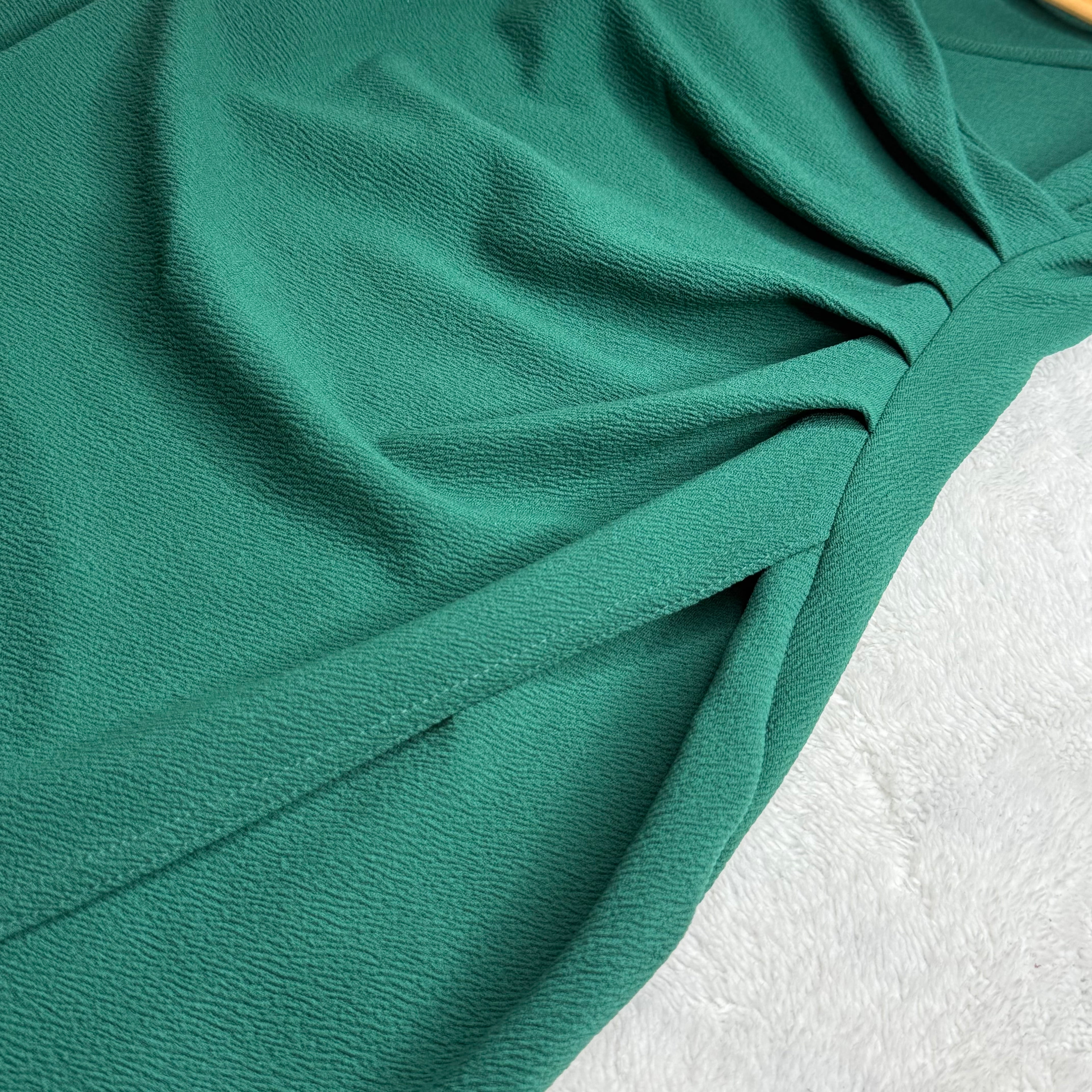 Pretty Little Thing Emerald Green Satin-Effect Wrap Dress