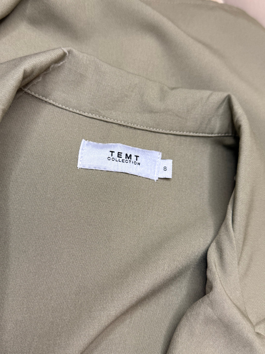 TEMT Collection Olive Green Short Sleeve Button-Down Shirt Dress (Size 8)