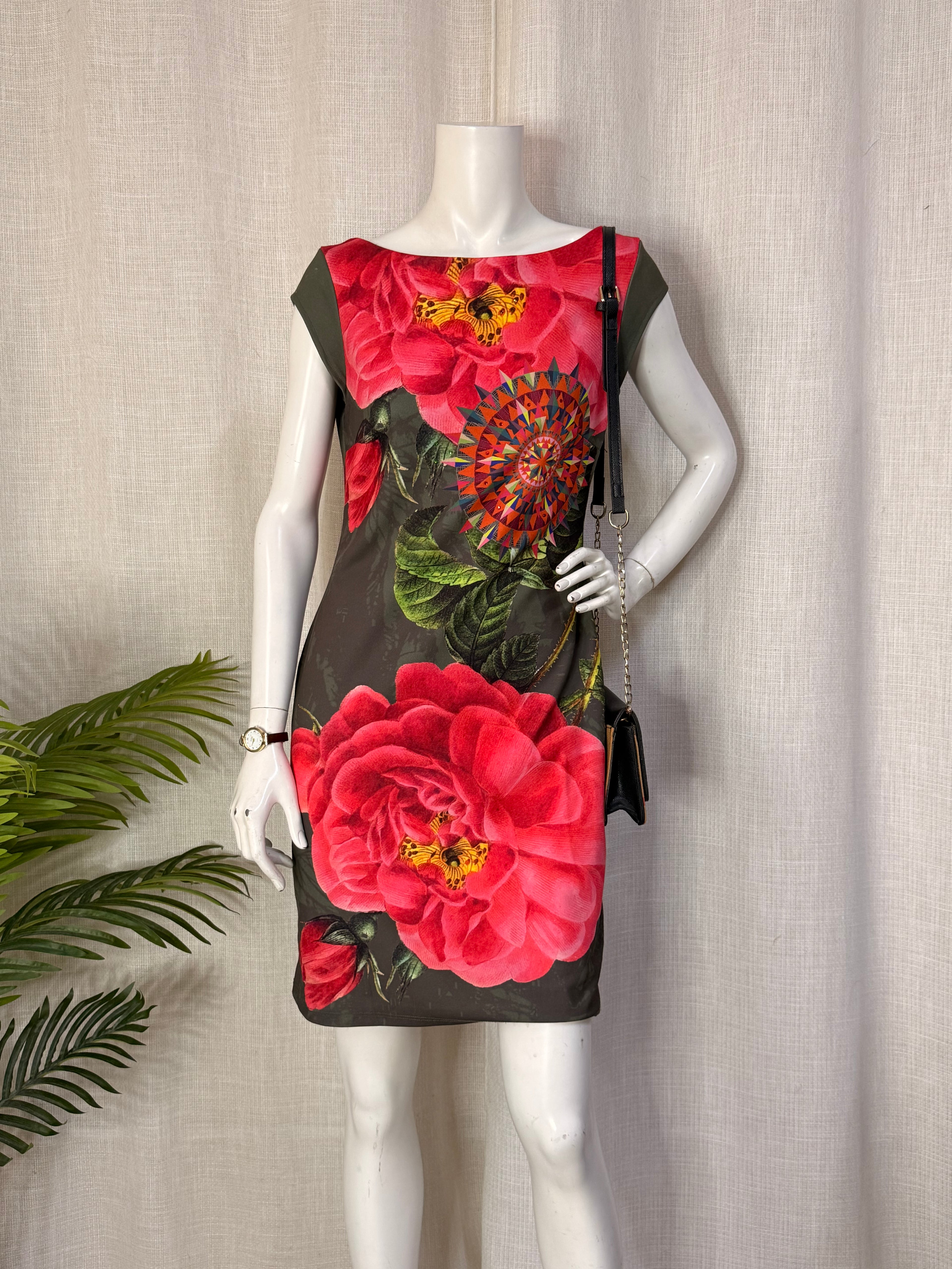 Desigual Floral Mandala Cap Sleeve Sheath Dress - Size Medium (Bust 34")