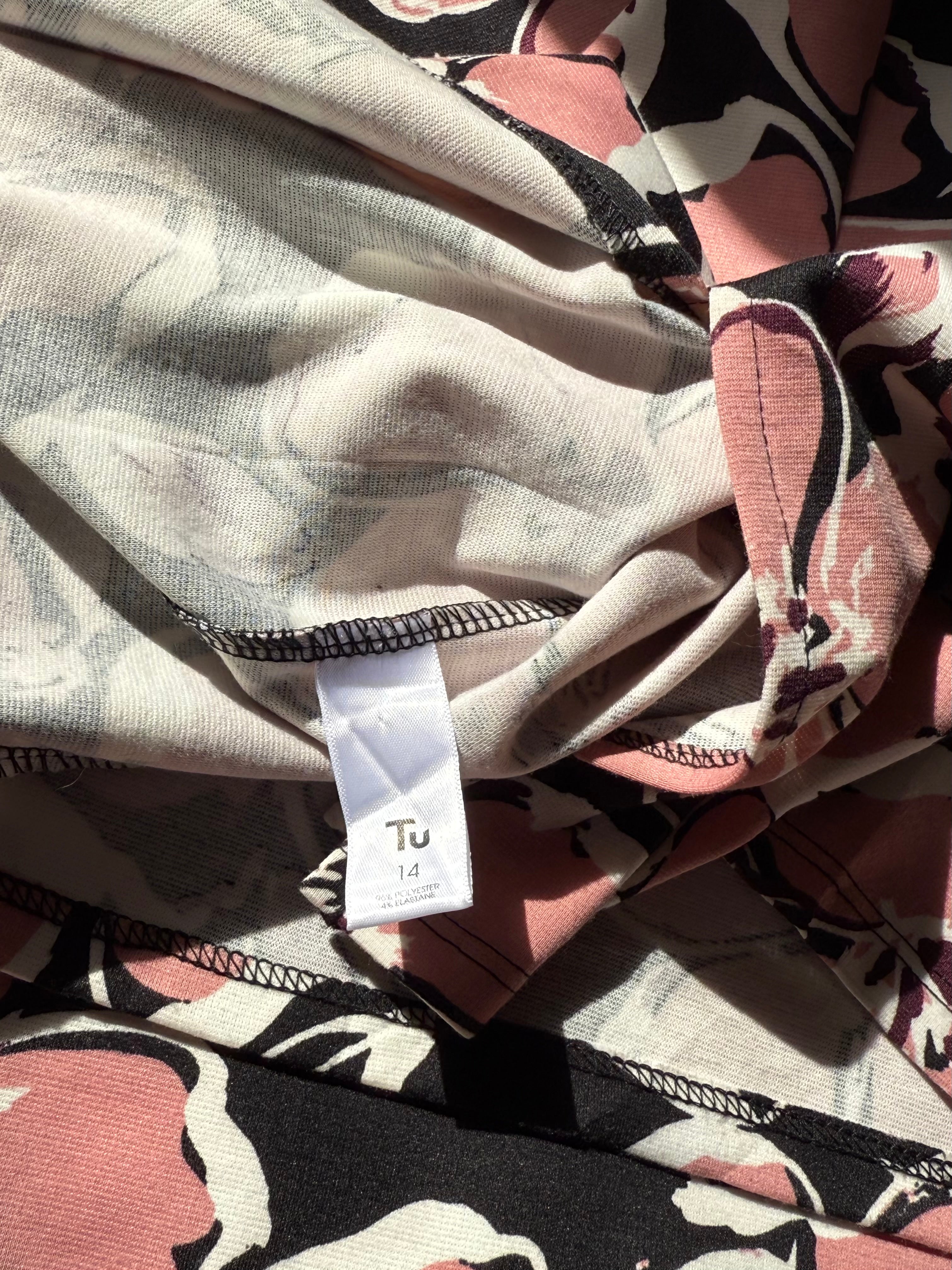 Chic TU Pink Floral Print Midi Dress - Preloved UK 14