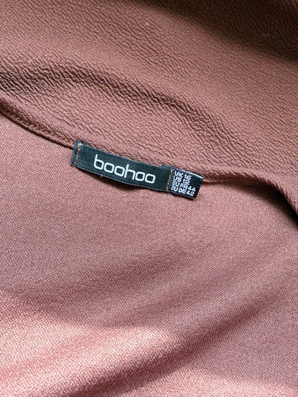 boohoo Chocolate Brown Button-Front V-Neck Midi Dress – Size UK 16 / US 12 | Casual & Smart Midi Dress