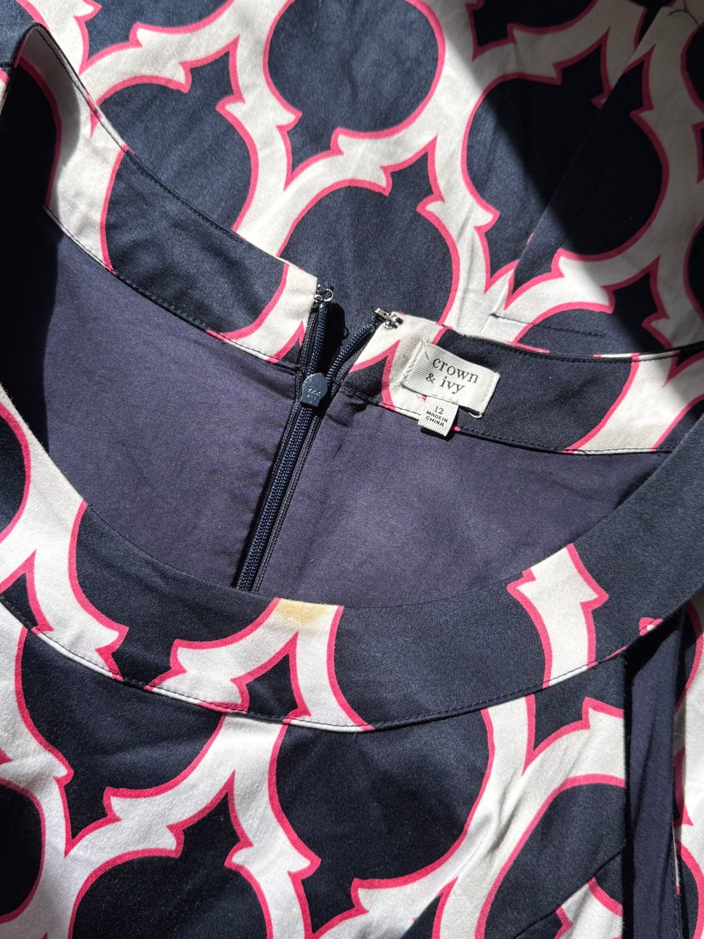 CROWN & IVY Geometric Print Shift Dress (15 AED) - Preloved UK 12