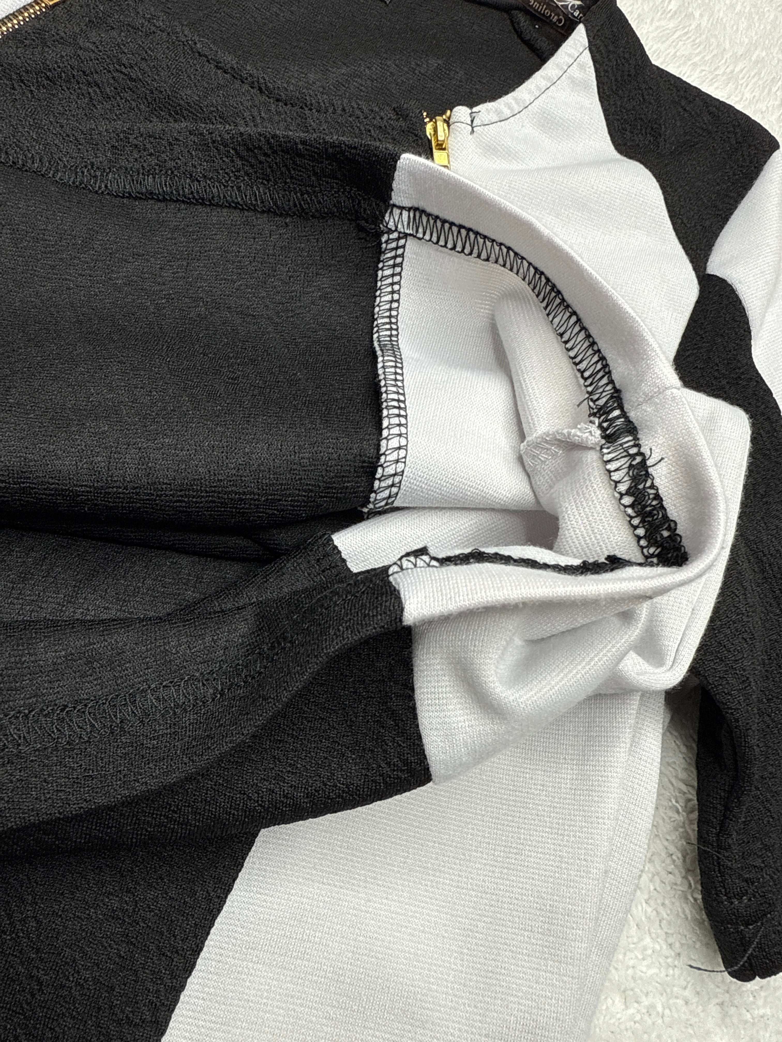 Caroline Morgan Black & White Color Block Dress (8 / Medium)