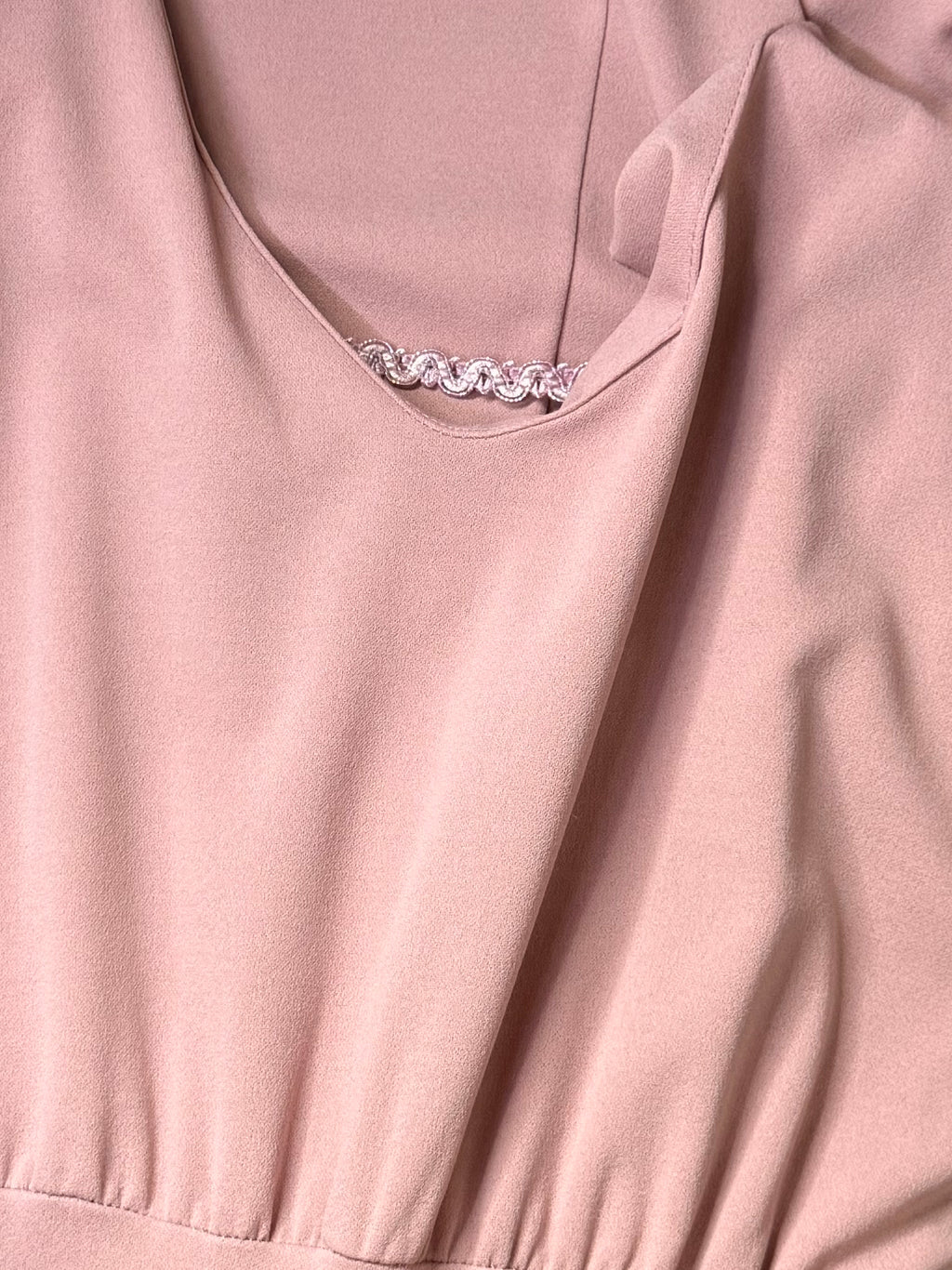 Cherry Moda Blush Pink Peplum V-Neck Midi Dress – Size XS / UK 6