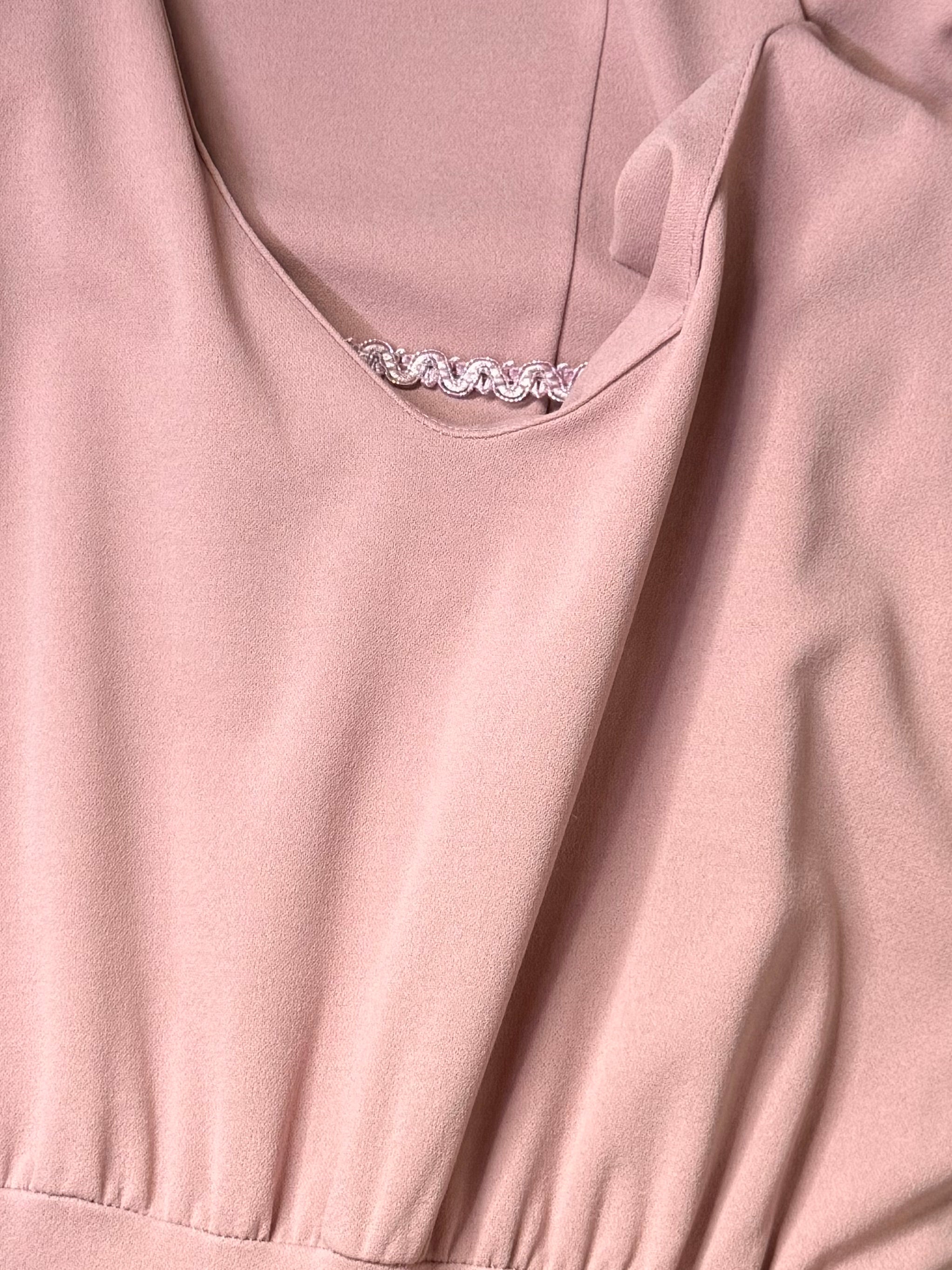 Cherry Moda Blush Pink Peplum V-Neck Midi Dress – Size XS / UK 6