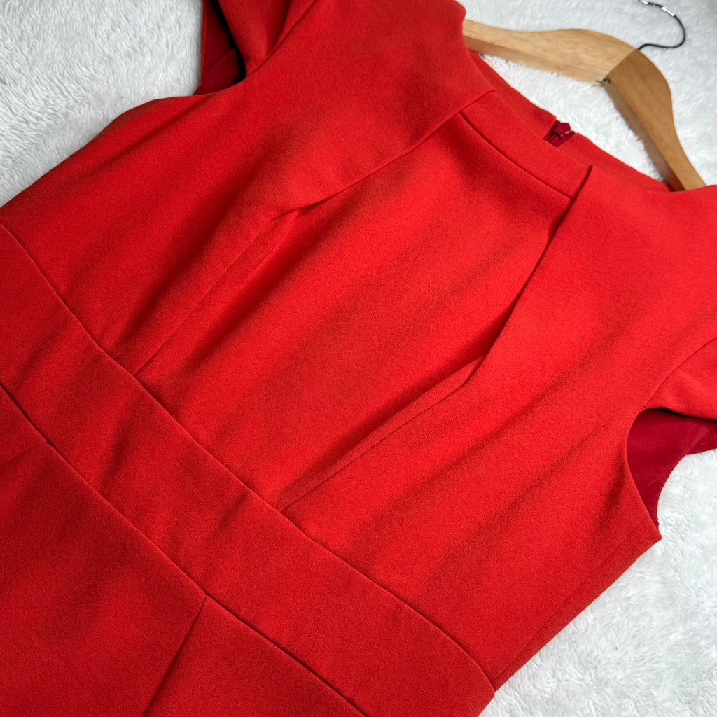 Karen Millen Red Structured Sheath Dress