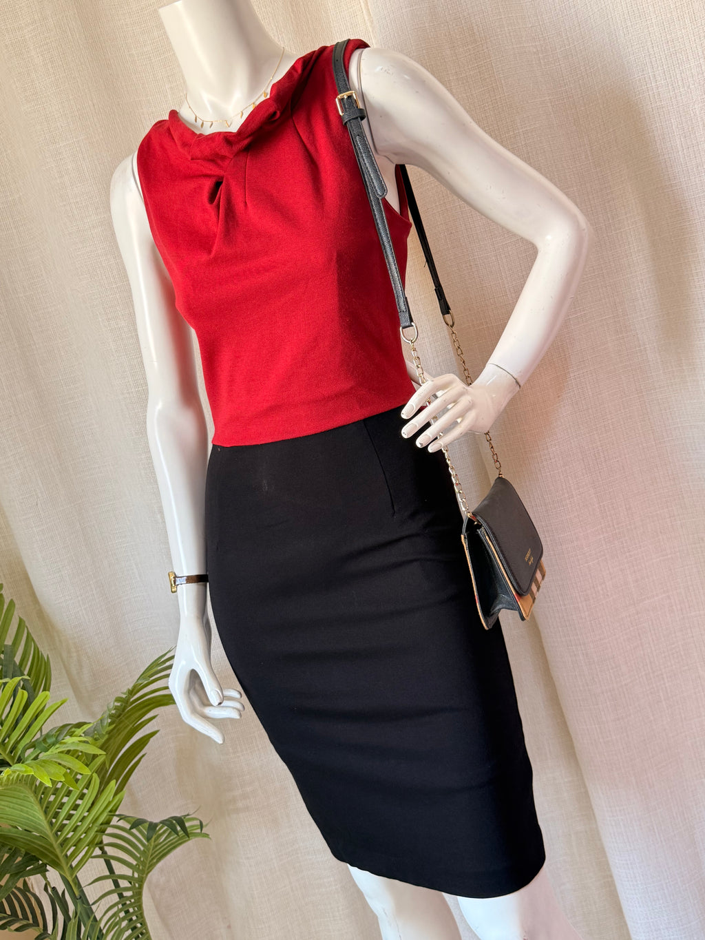 Mango Collection Colorblock Cowl Neck Sheath Midi Dress (Size EUR S / US XS)