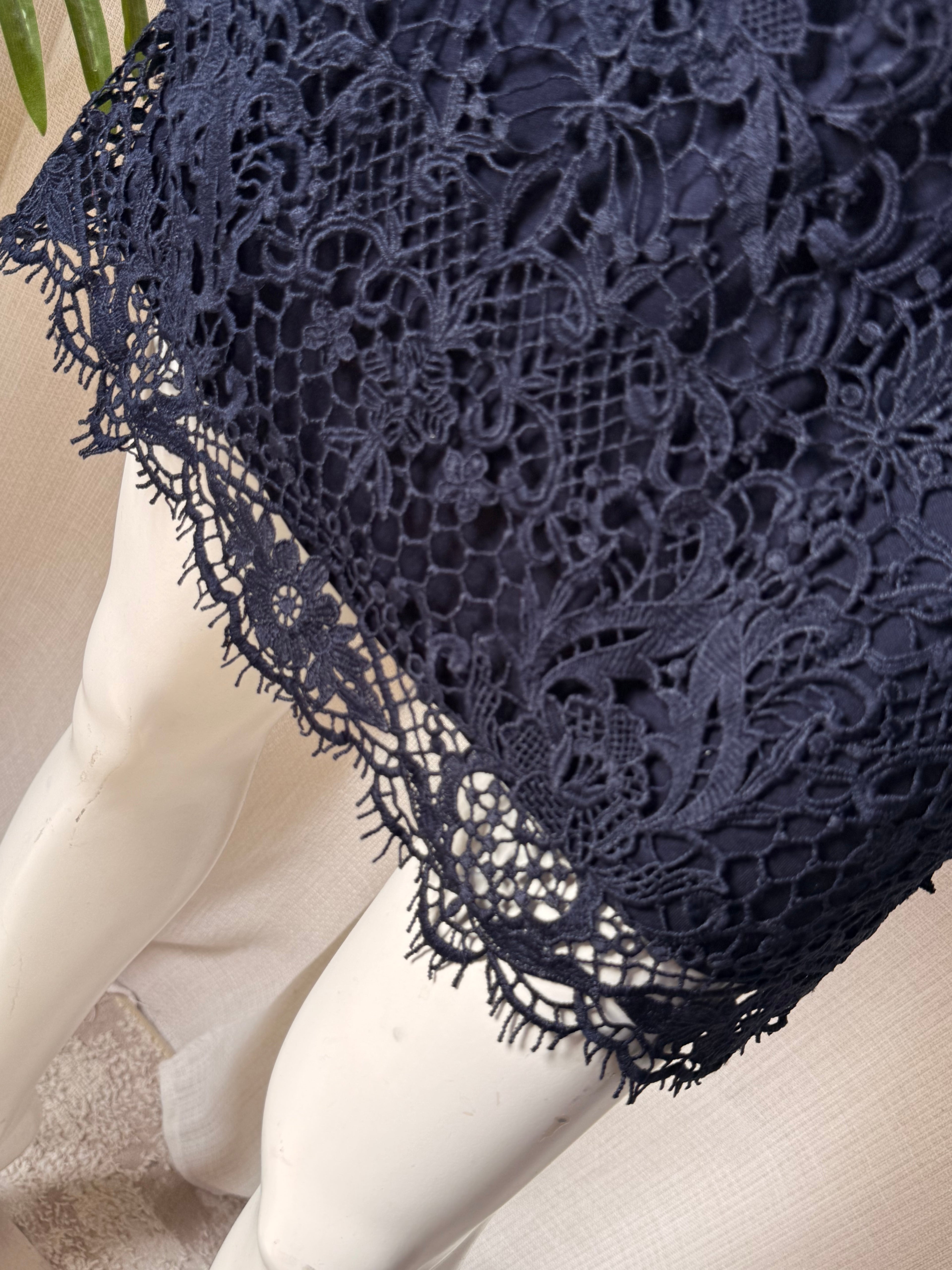 MESSAGE Navy Lace Shift Dress – Size M | Elegant Cocktail & Occasion Dress