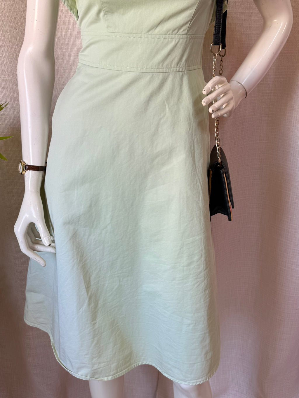 Love, Bonito Mint Green V-Neck A-Line Cotton Dress (Size XS / UK 6 / US 2)