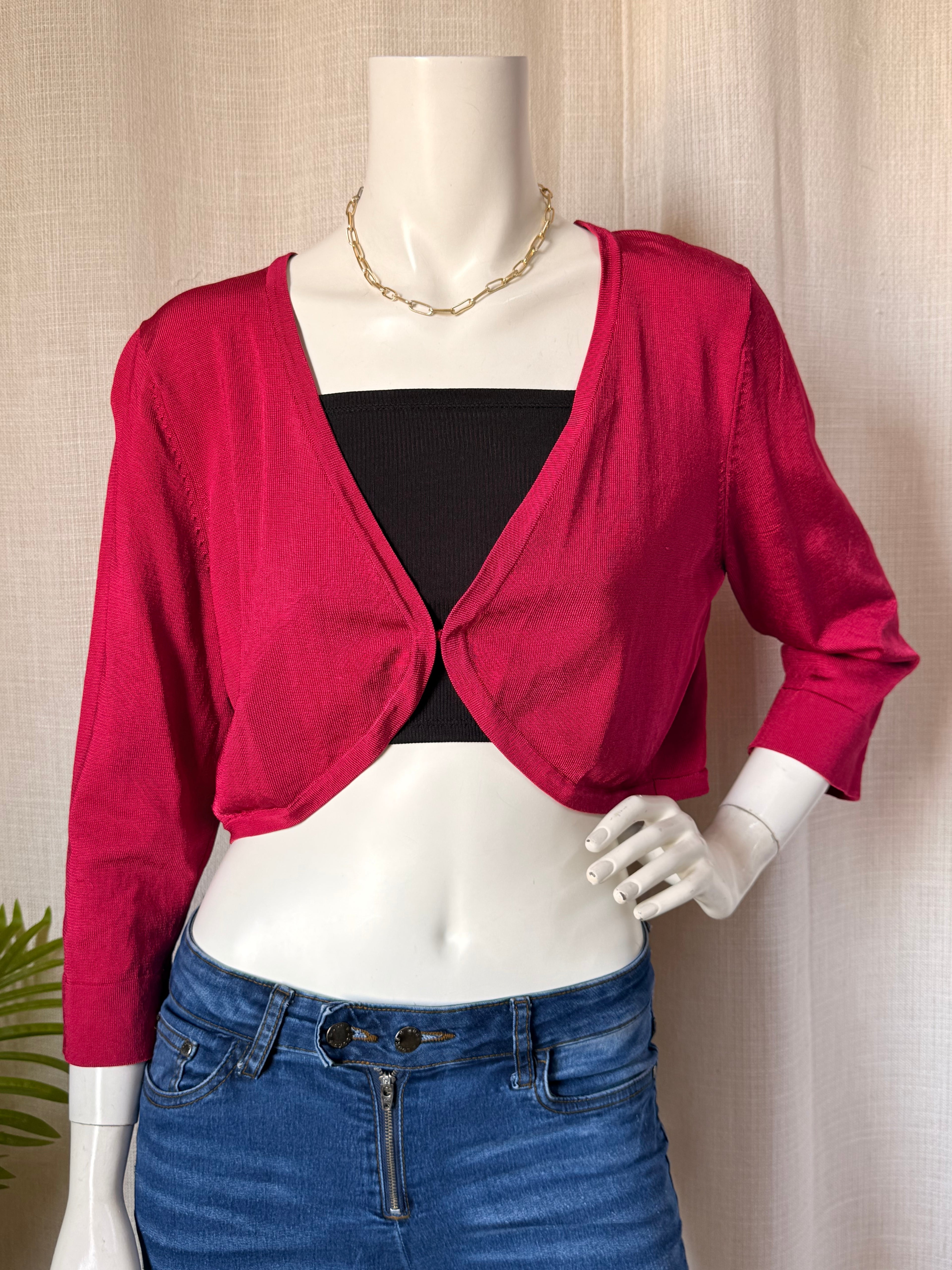 Alexon Fuchsia Cropped Bolero Cardigan | Medium