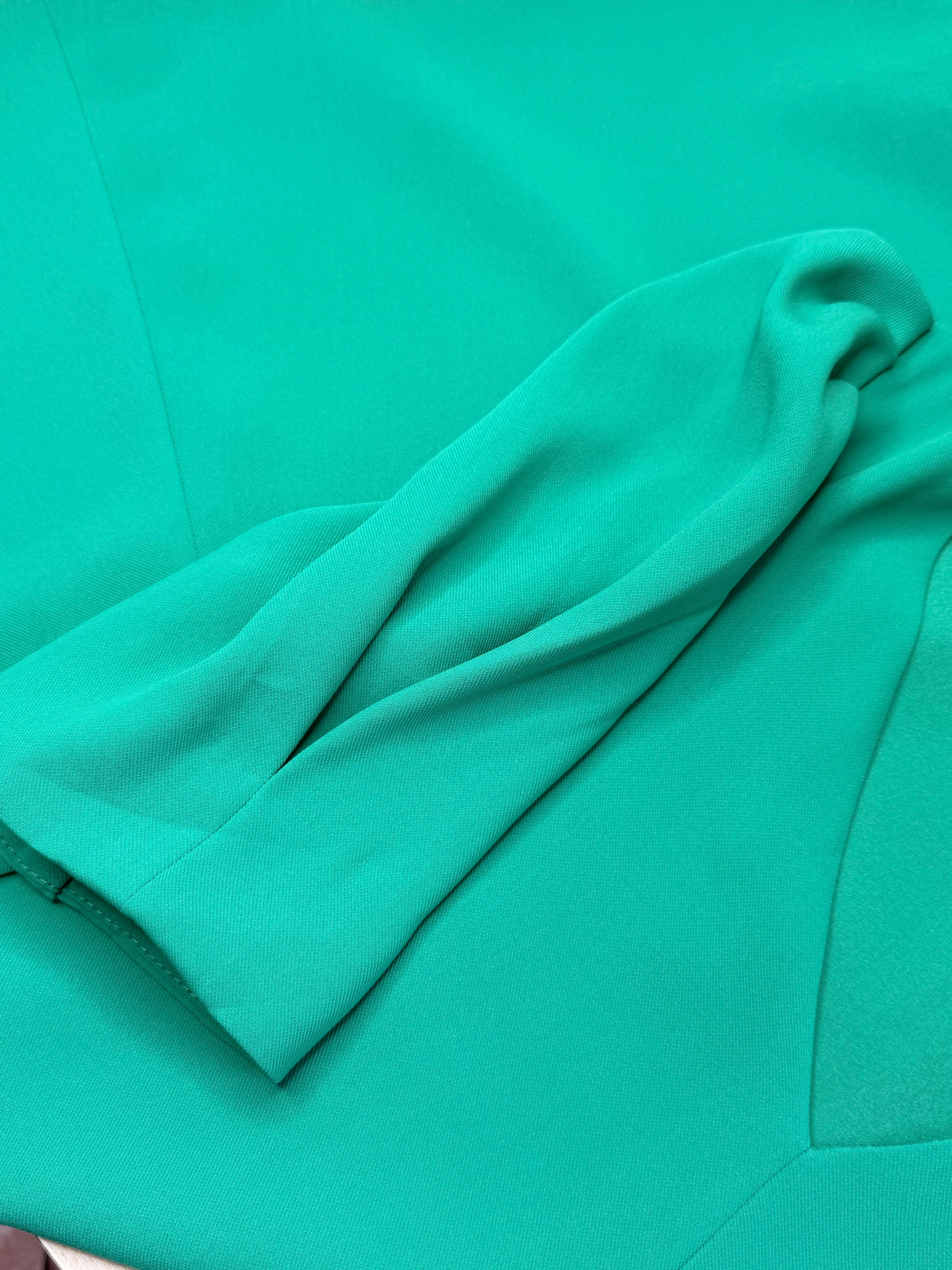 Zara Emerald Green V-Neck Puff Sleeve Shift Dress (Size M)
