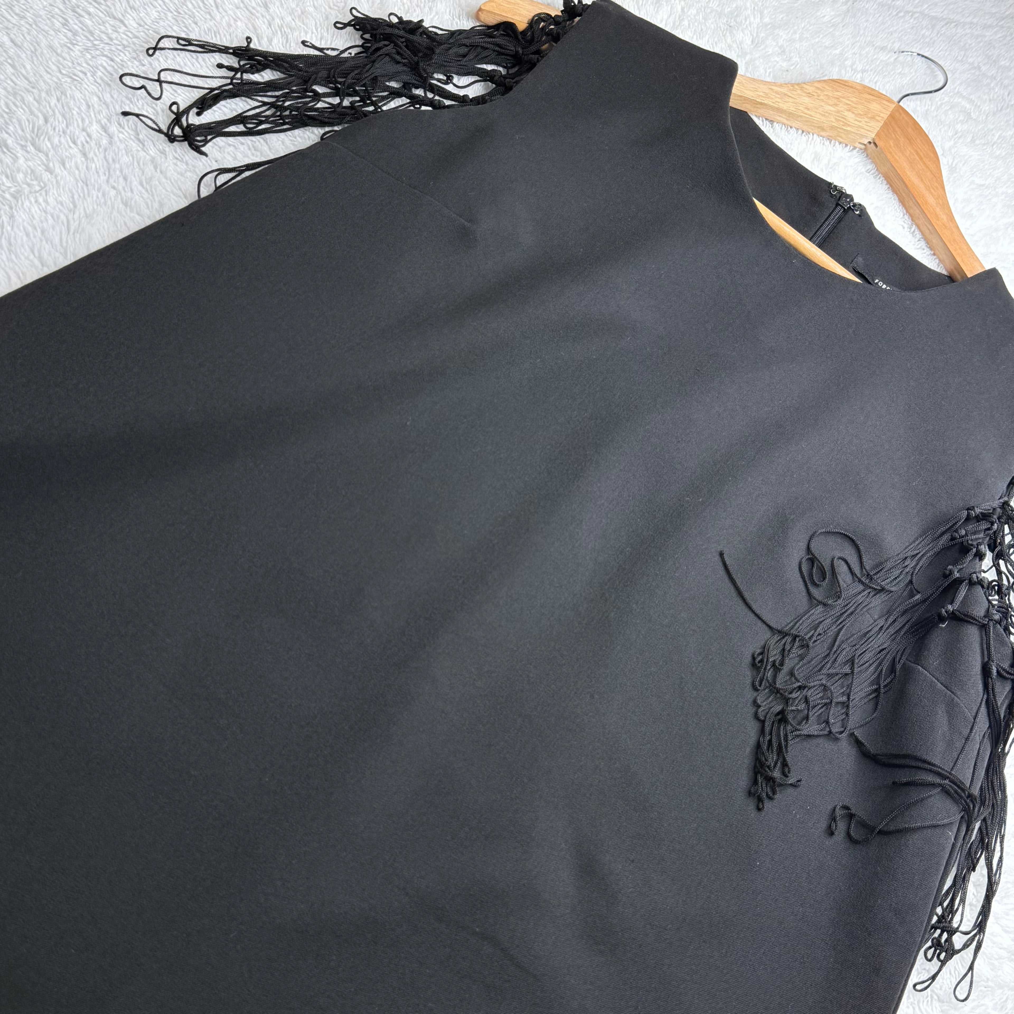 Forever 21 Black Shift Dress with Fringe Sleeves