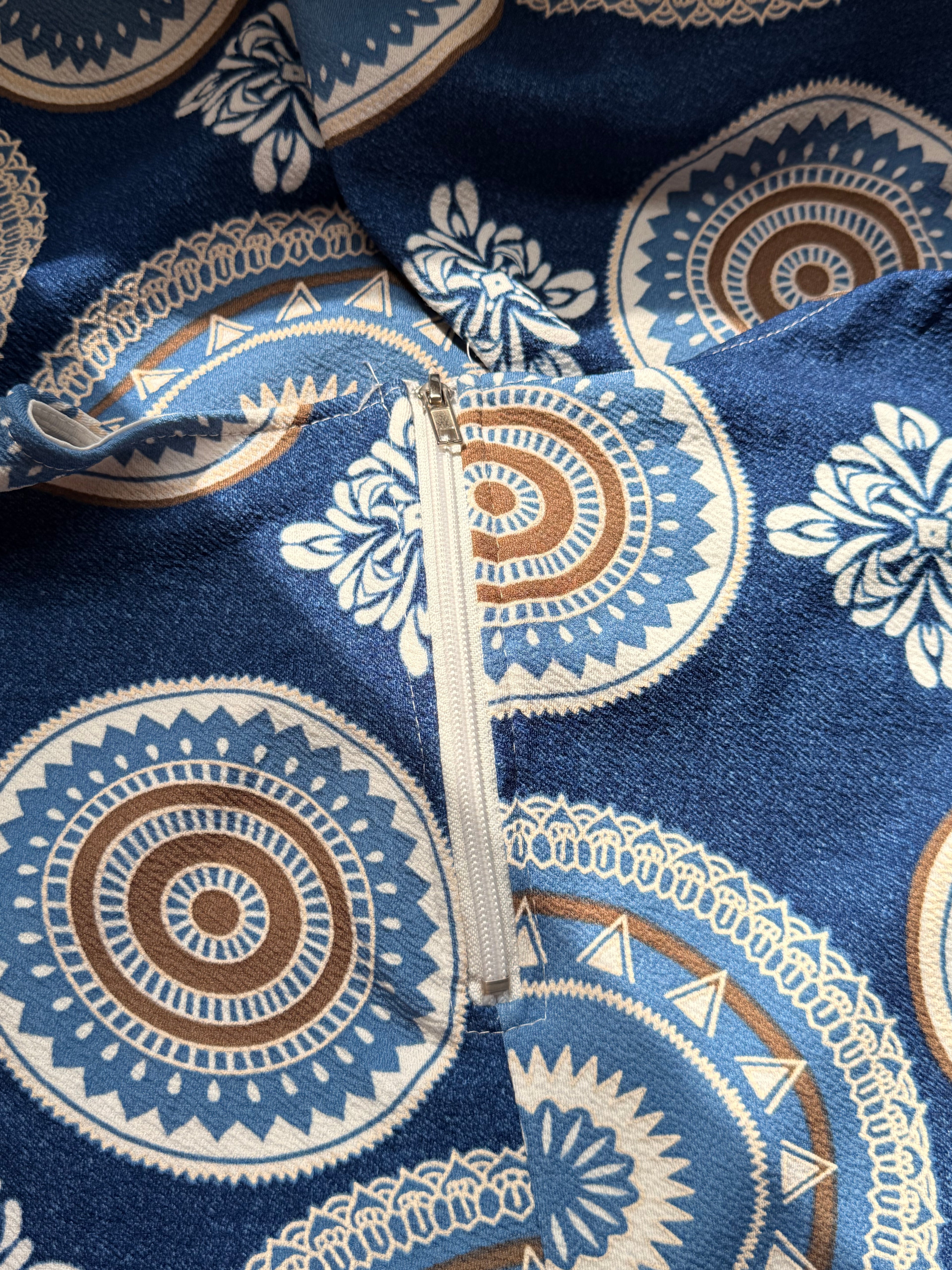 Blue Boho Medallion Sleeveless Shift Dress – Size XL | Casual Summer Dress