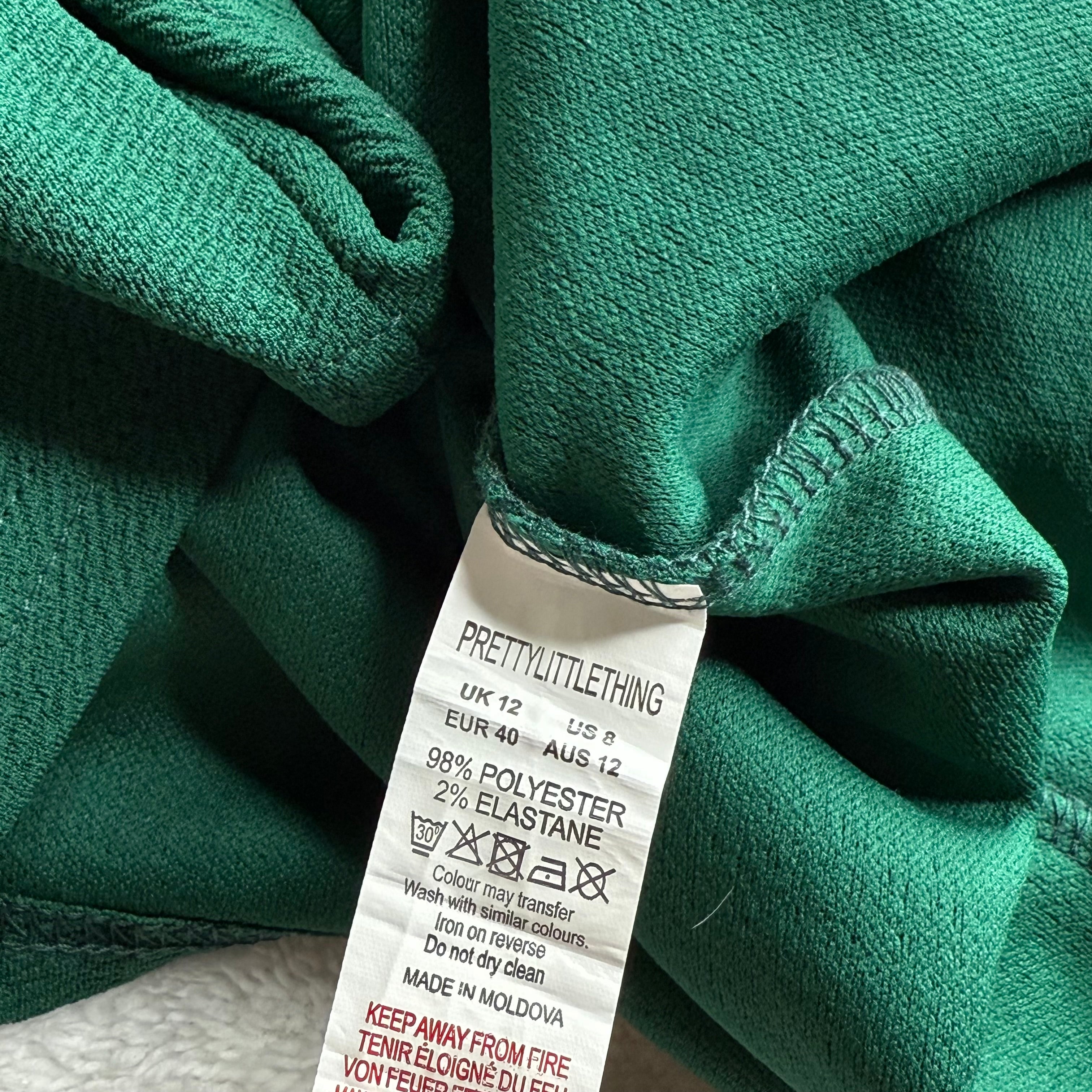 Pretty Little Thing Emerald Green Satin-Effect Wrap Dress