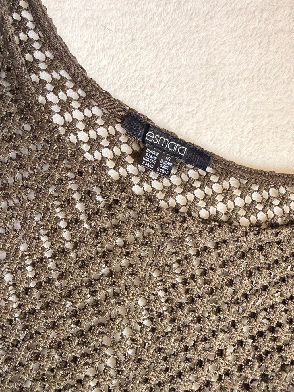 ESMARA Olive Brown Crochet Open Knit Top - Size Small