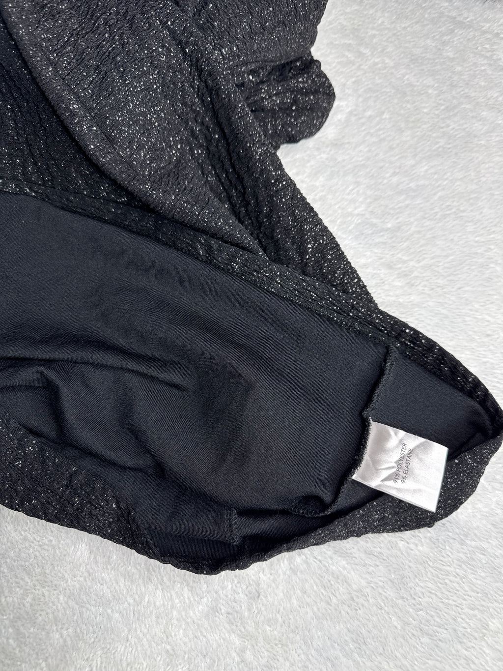 Glitter Black Off-the-Shoulder Dress (10 / Medium)