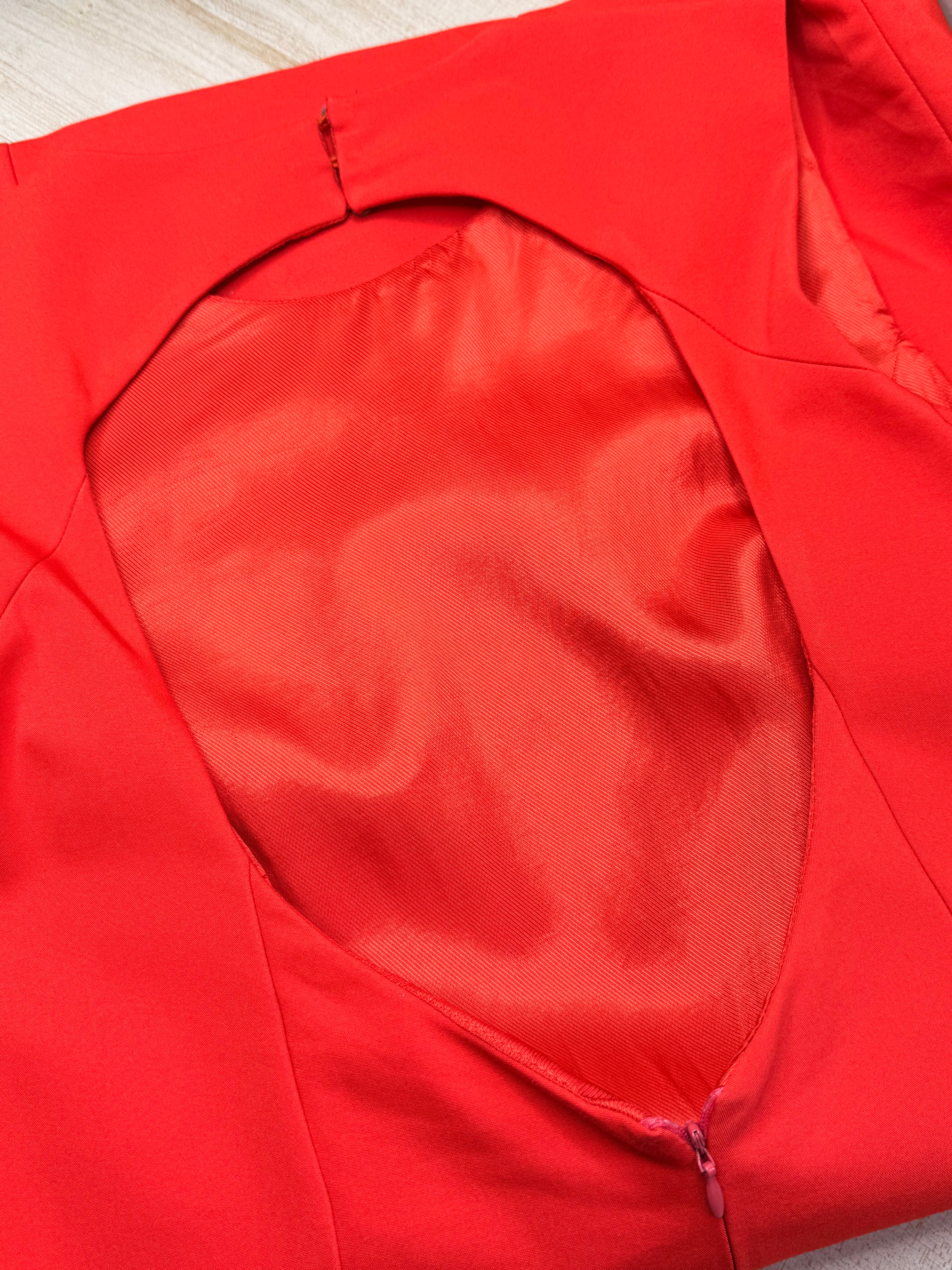 Zara Basic Open Back Sleeveless Red Sheath Dress (Size EUR L / USA L)