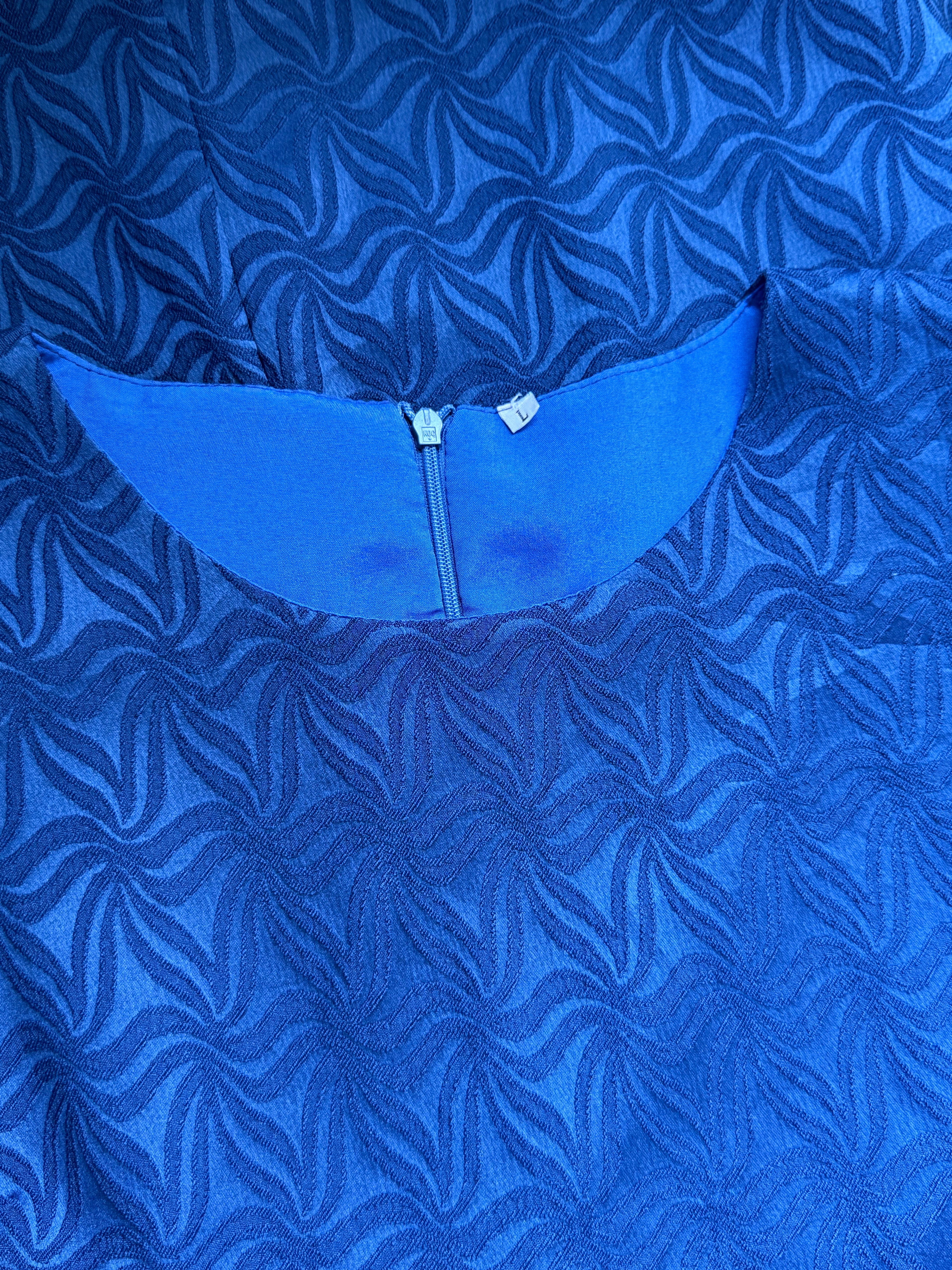 Royal Blue Textured Sleeveless Mini Dress
