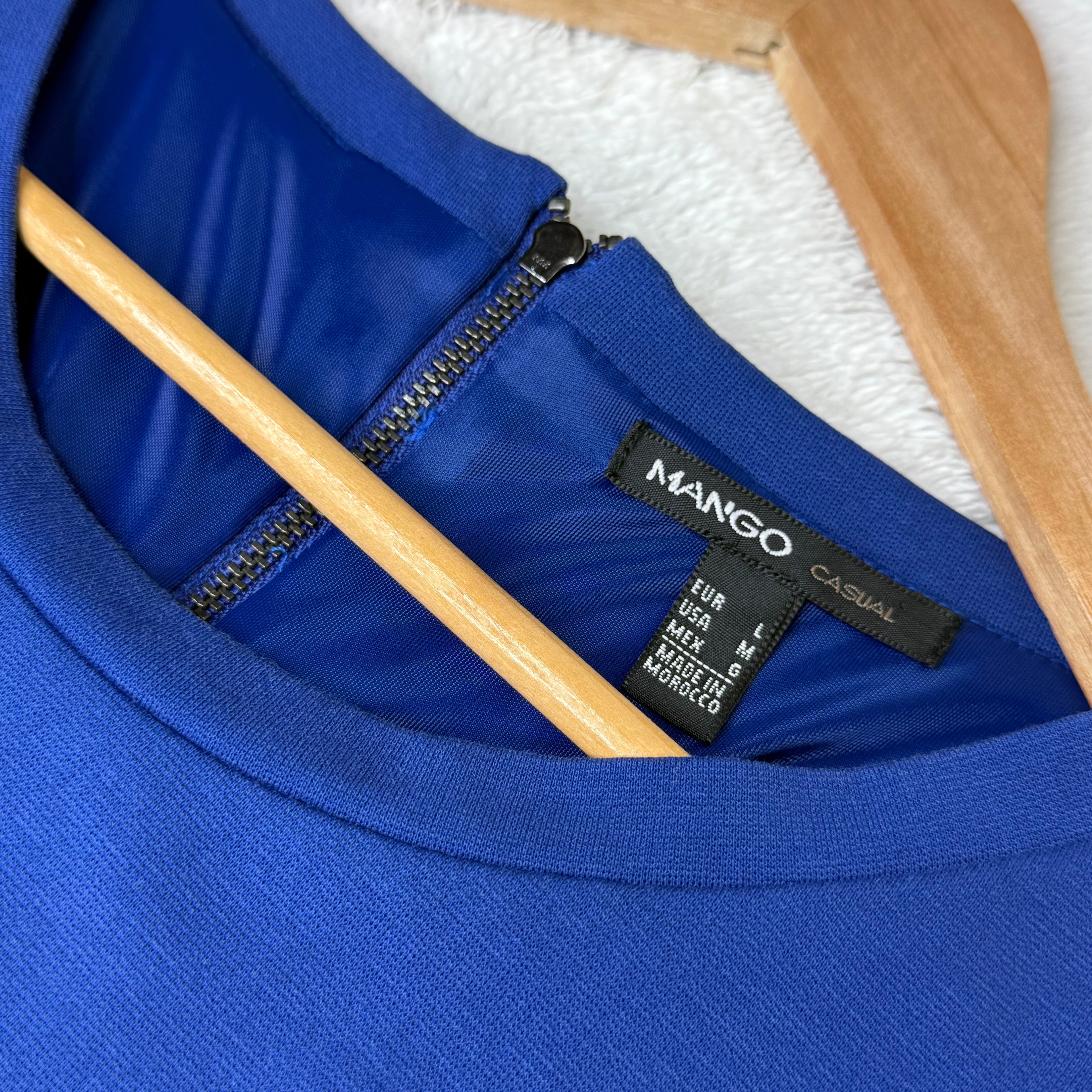 Mango Navy Blue Drop-Waist Mini Dress
