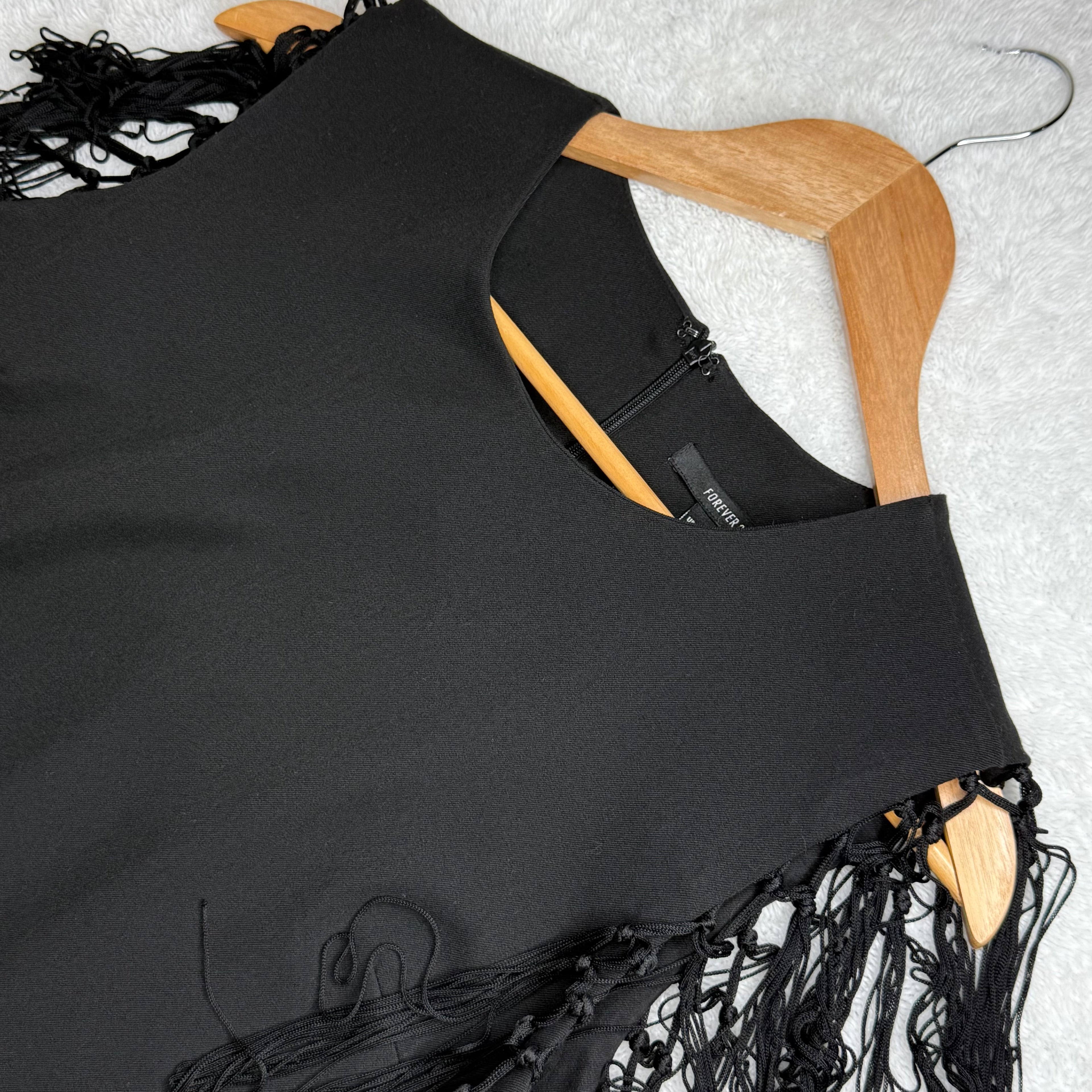 Forever 21 Black Shift Dress with Fringe Sleeves