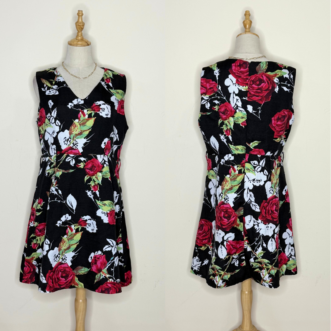 Black Floral Sleeveless Dress (16 / 2XL)