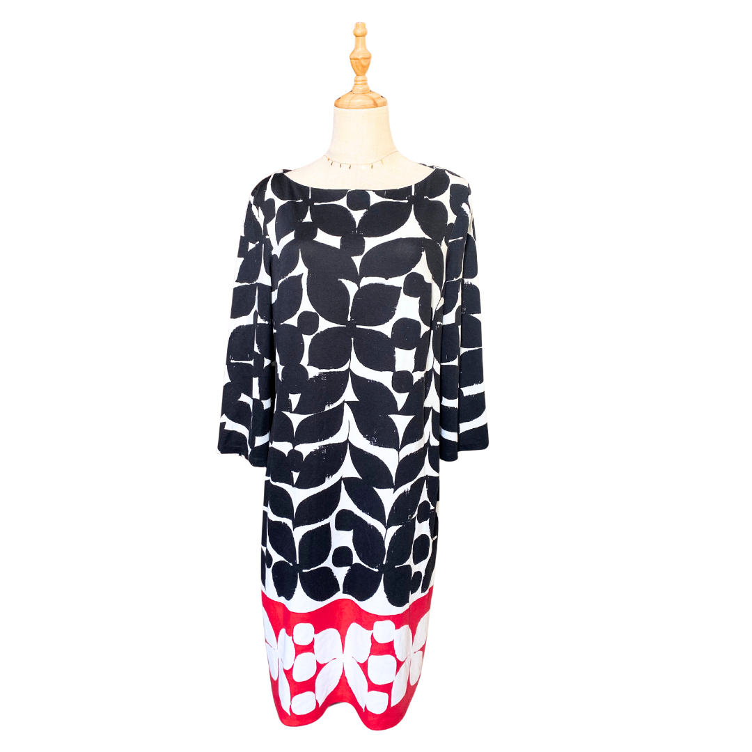Abstract Print Three-Quarter Sleeve Dress