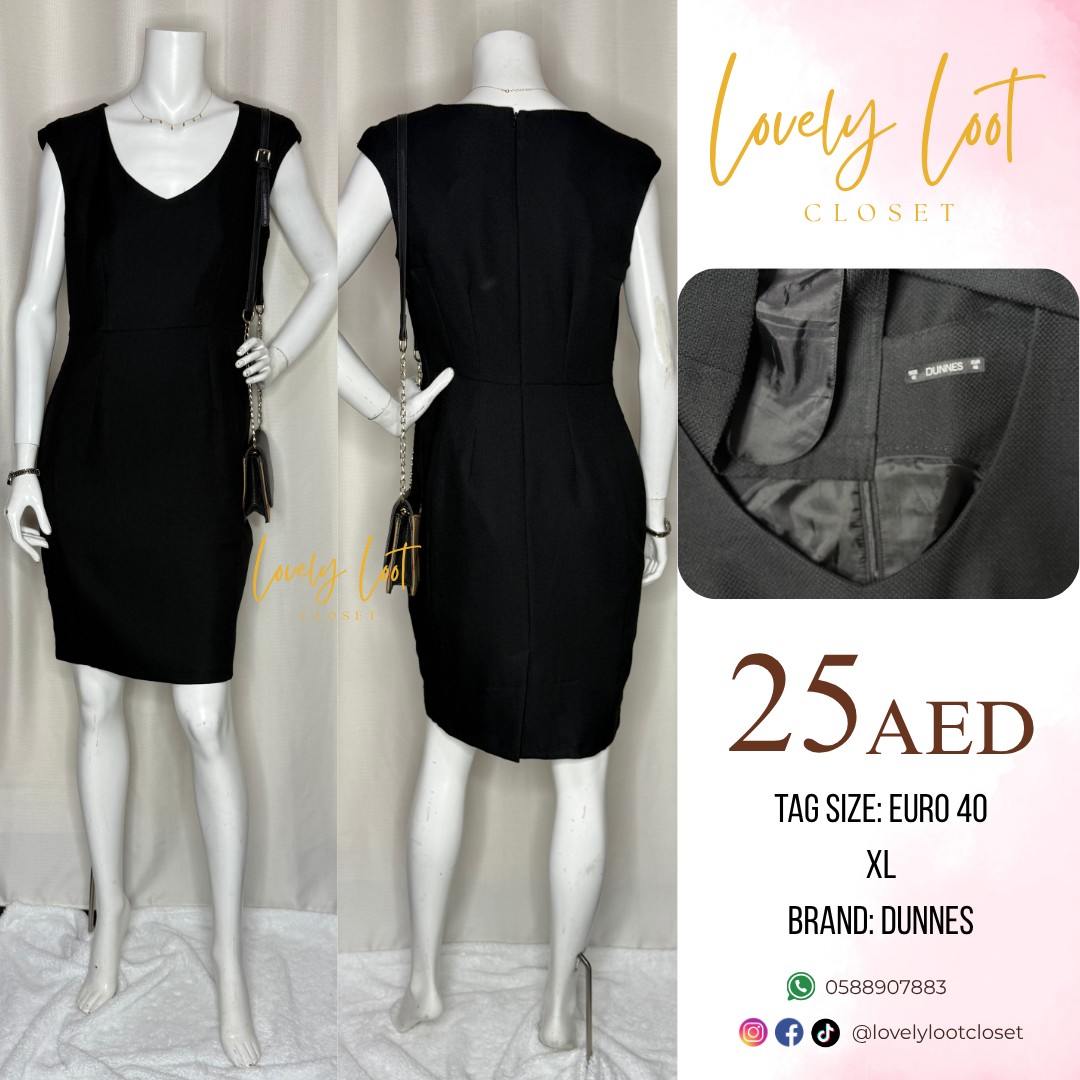 Dunnes Black V-Neck Dress (XL)