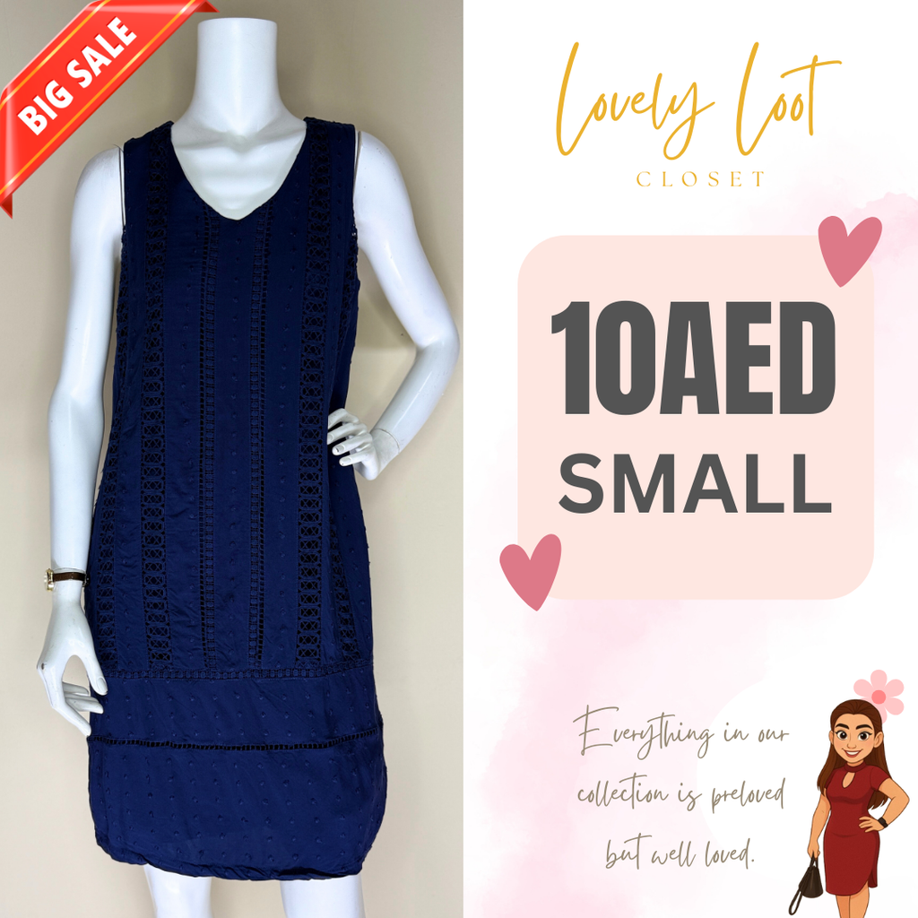 Navy Blue Eyelet Dress