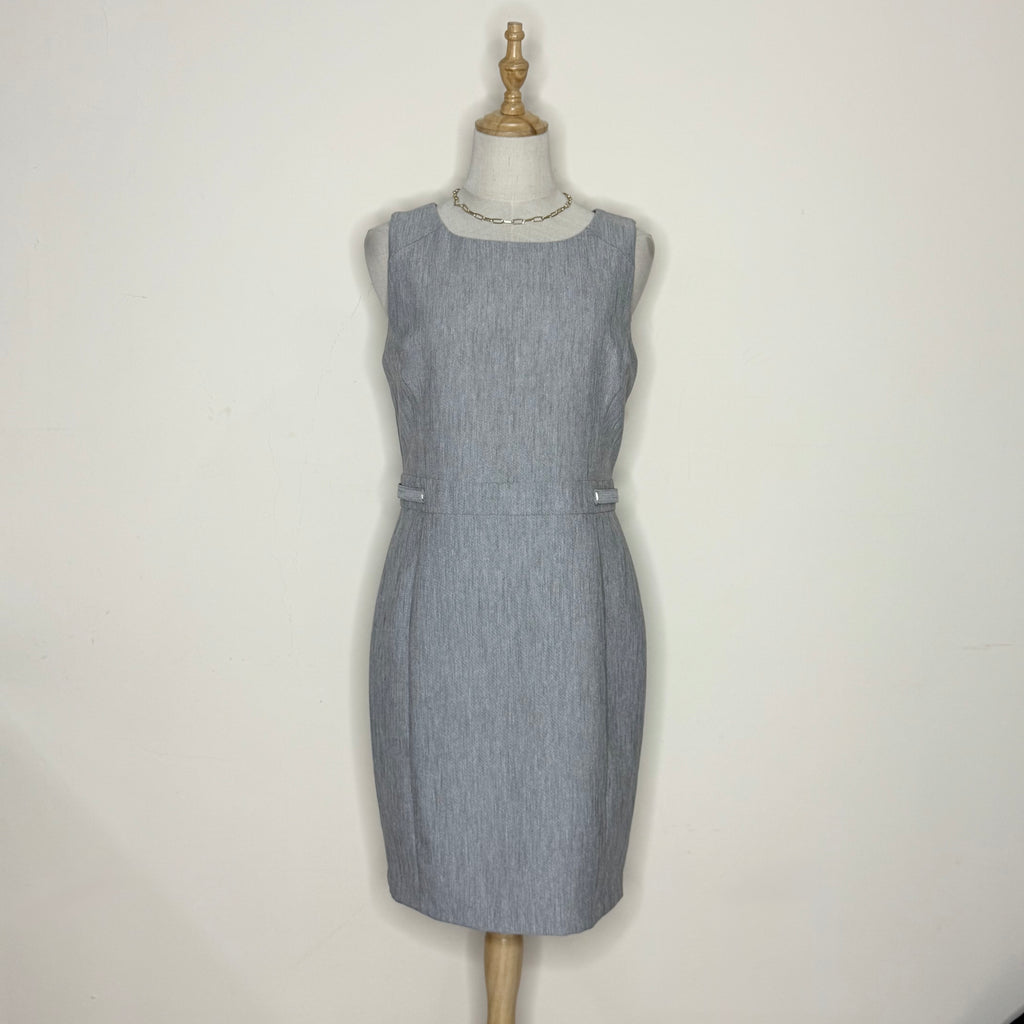 Primark Grey Textured Dress with Silver Belt Detail