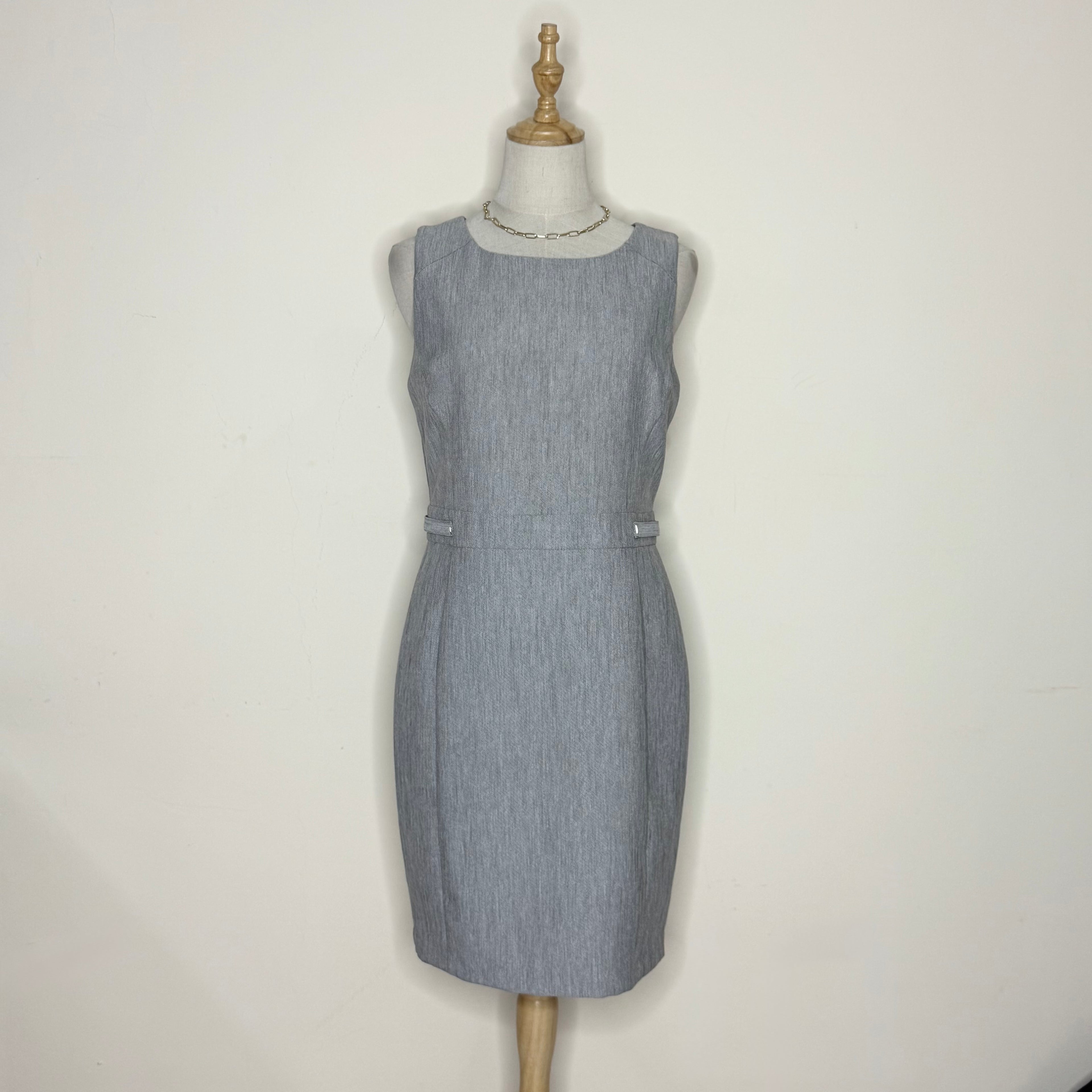 Primark Grey Textured Dress with Silver Belt Detail