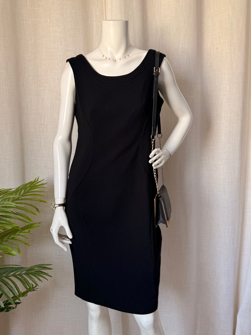 Zara Basic Black Sleeveless Midi Sheath Dress (Size L)