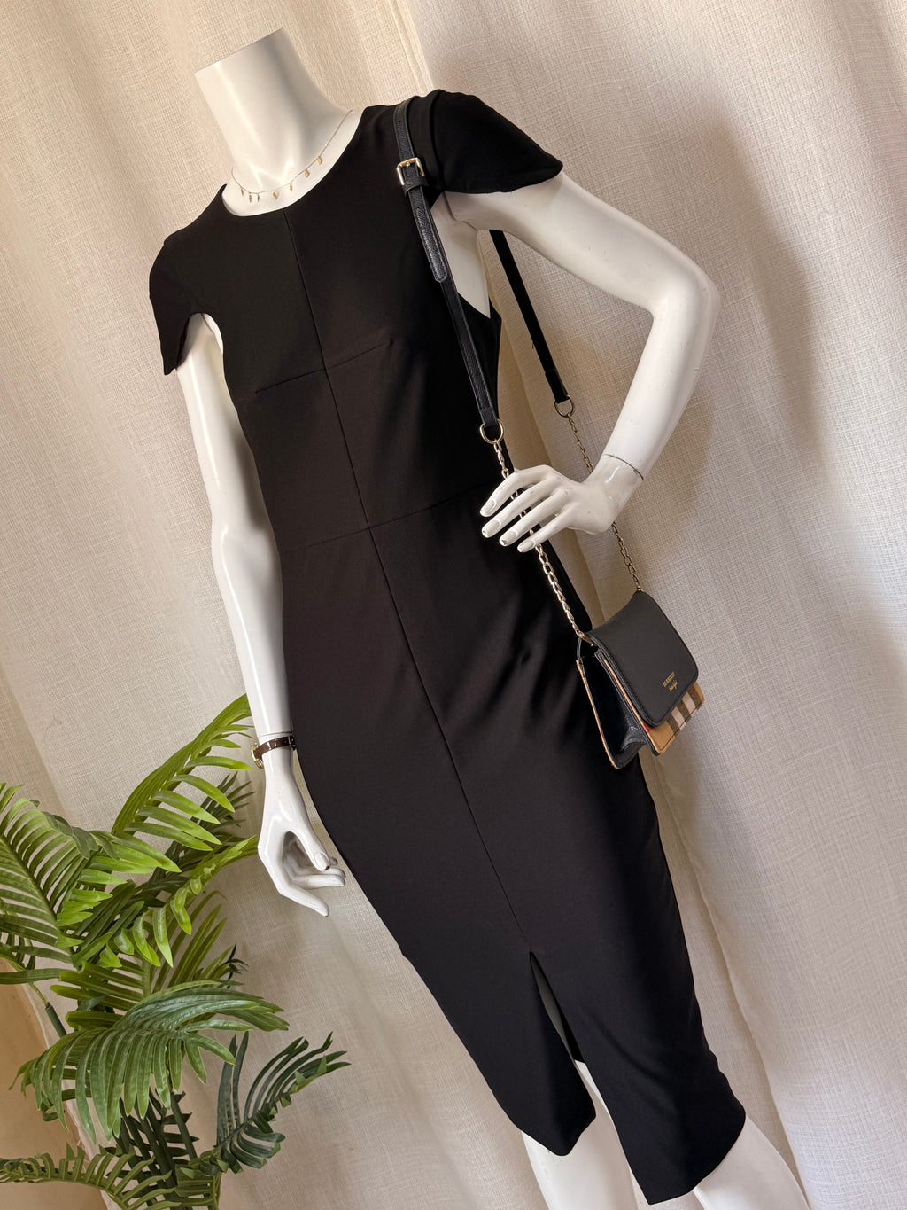 SHEIKE Black Cap-Sleeve Pencil Dress | UK 10 (Preloved)