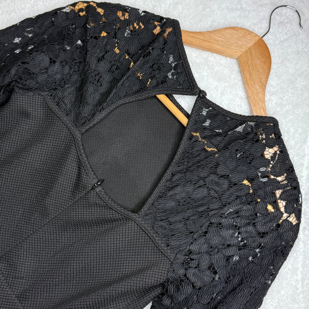 Dorothy Perkins Black Lace Fit-and-Flare Dress