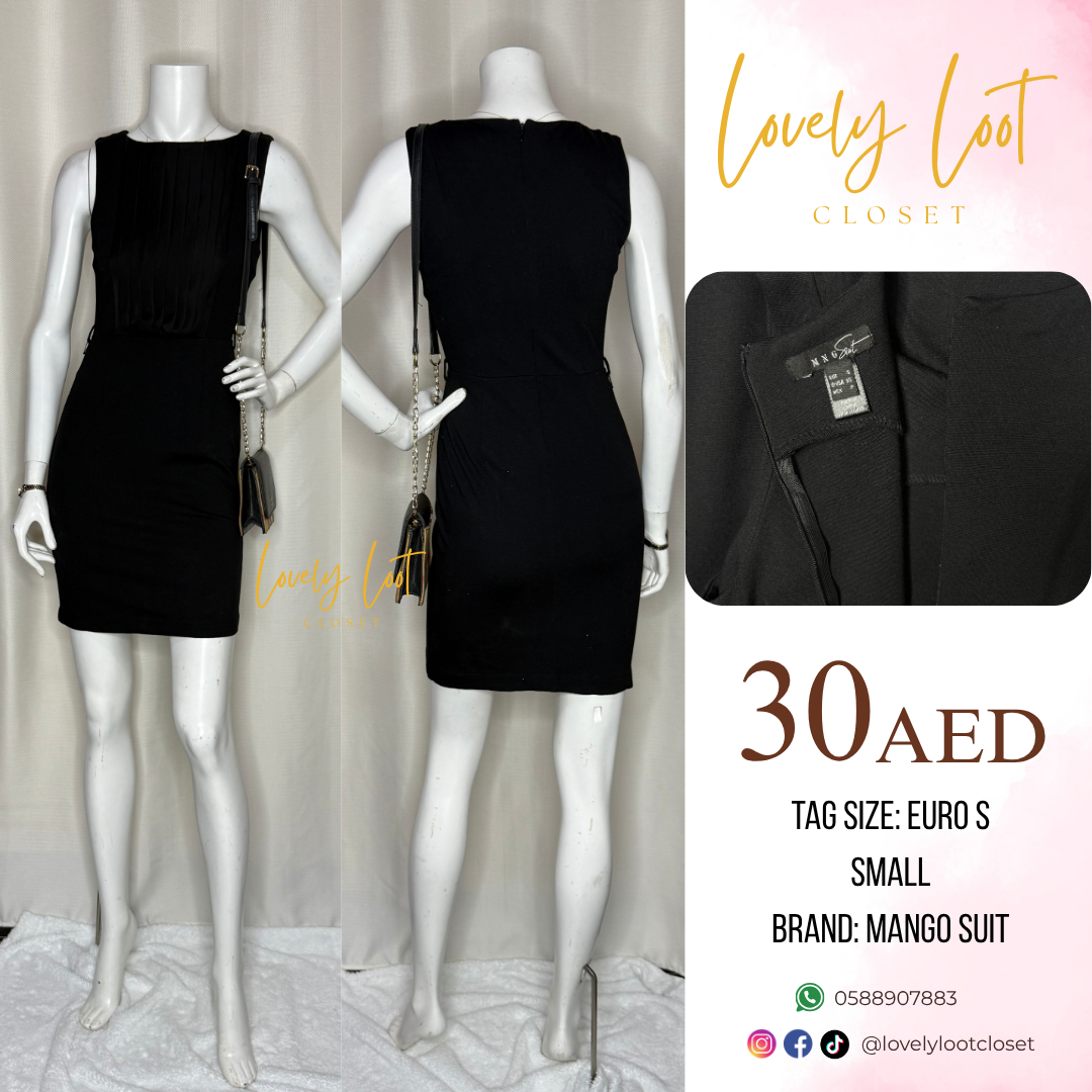 Mango Black Sleeveless Mini Dress (Small)