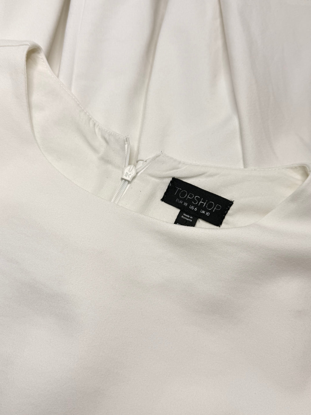Topshop Crisp White Short-Sleeve Peplum Hem Mini Dress (Size UK 10 / US 6 / EUR 38)