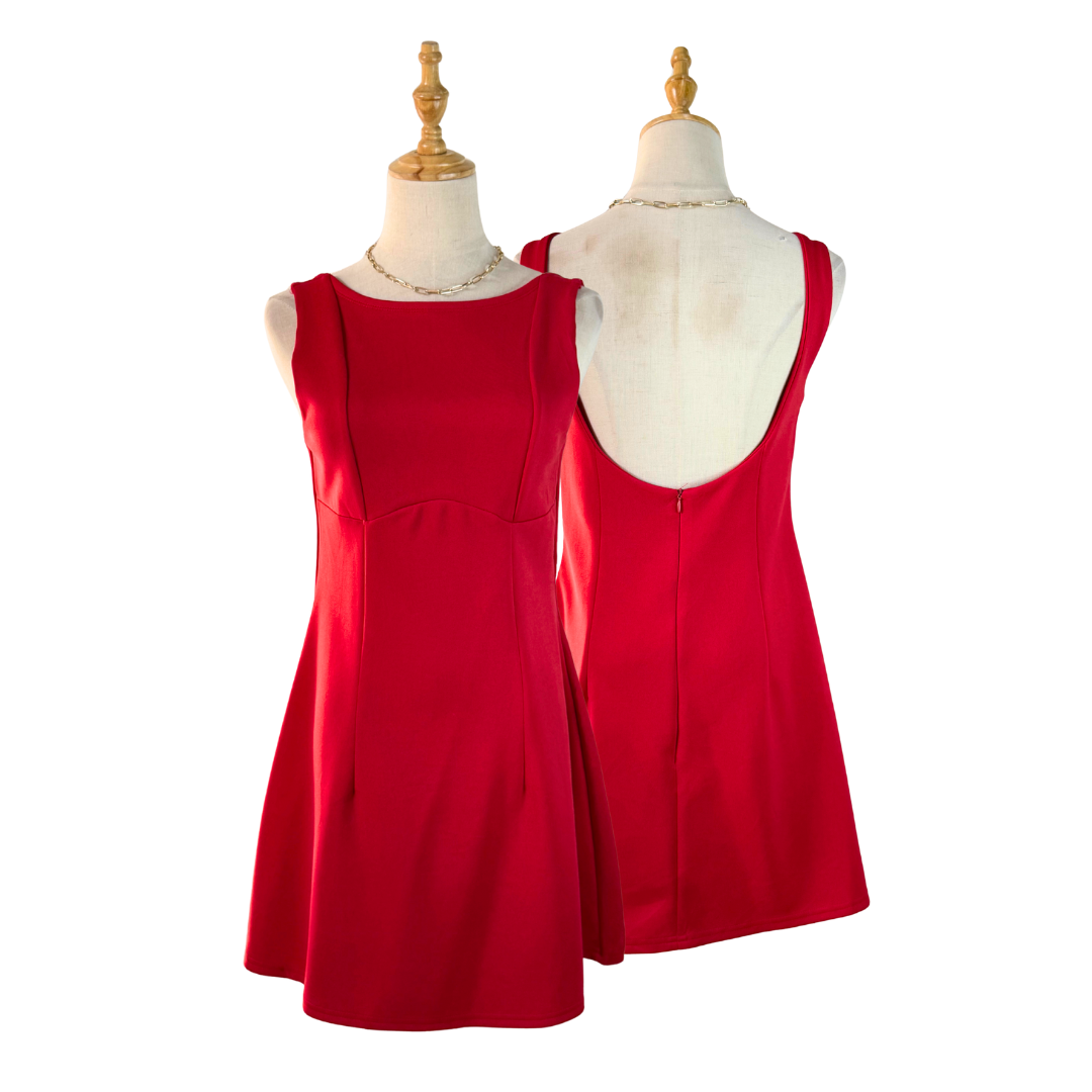 Bold Red Preloved Backless Mini Dress - Size M | UAE Party Wear
