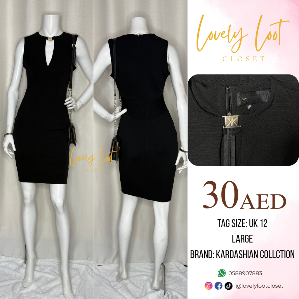 Kardashian Kollection Black Bodycon Dress (UK 12 / L)
